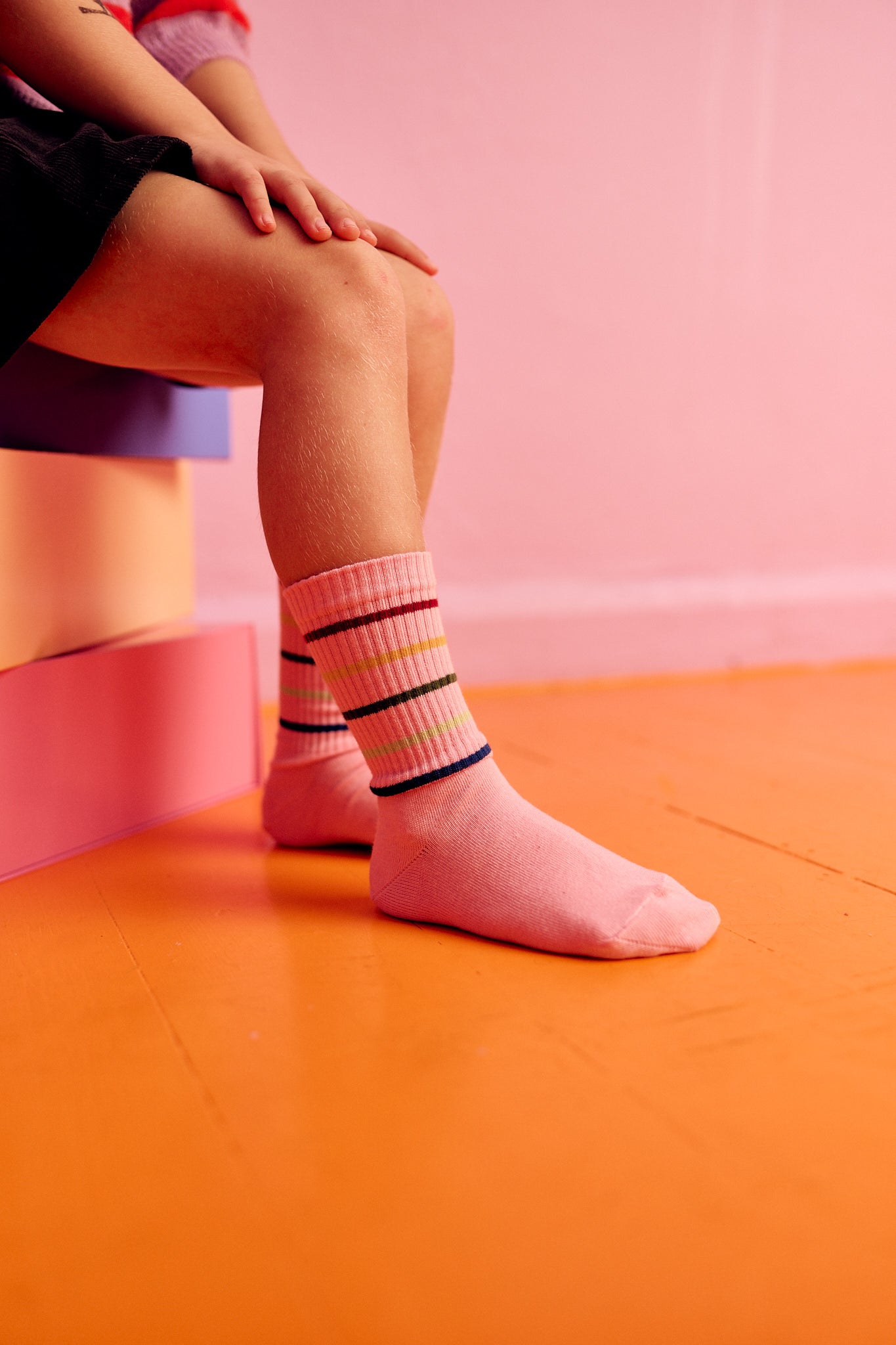 Slim Stripes Socks Pink Nectar