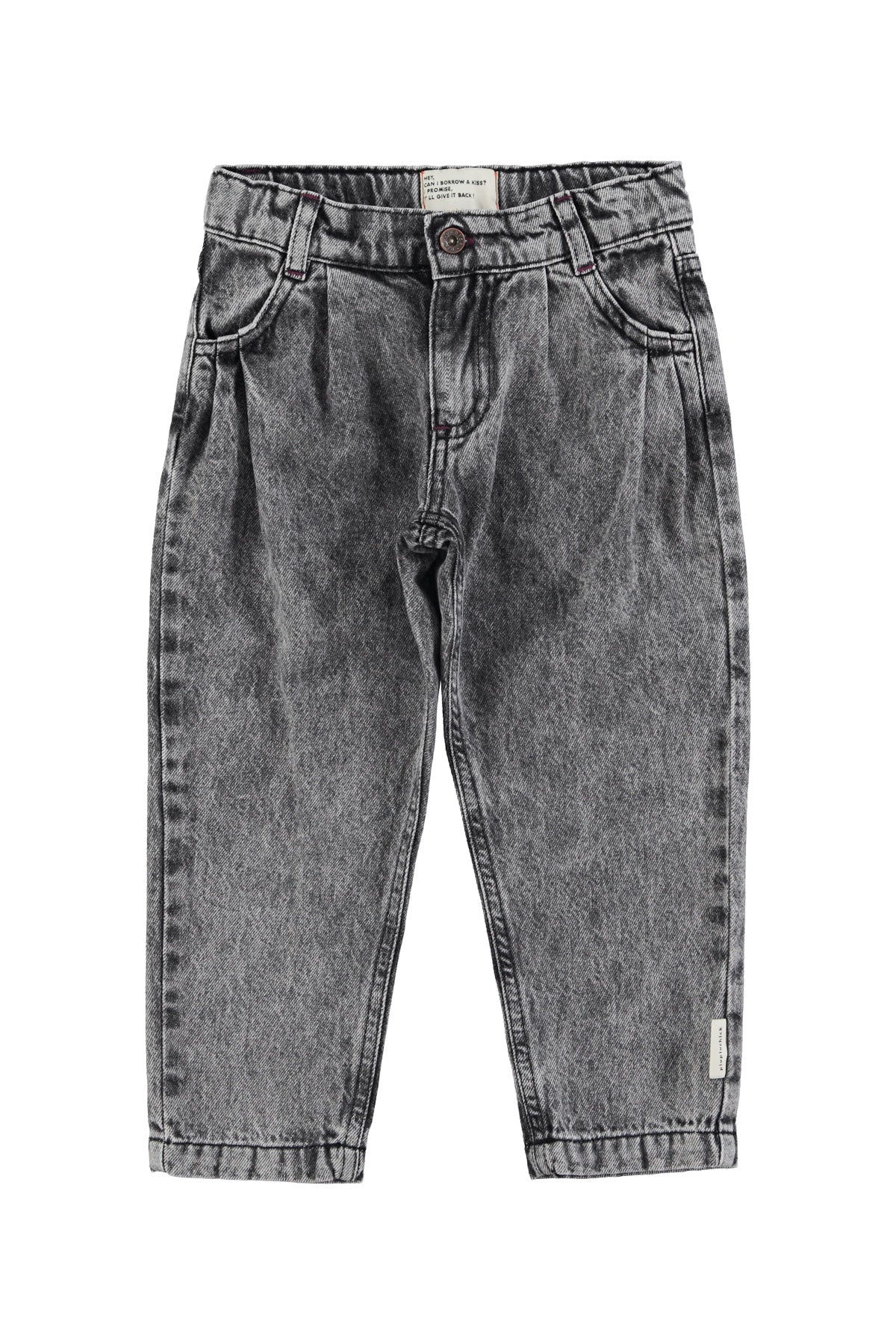 Mom Fit Trousers Washed Black Denim