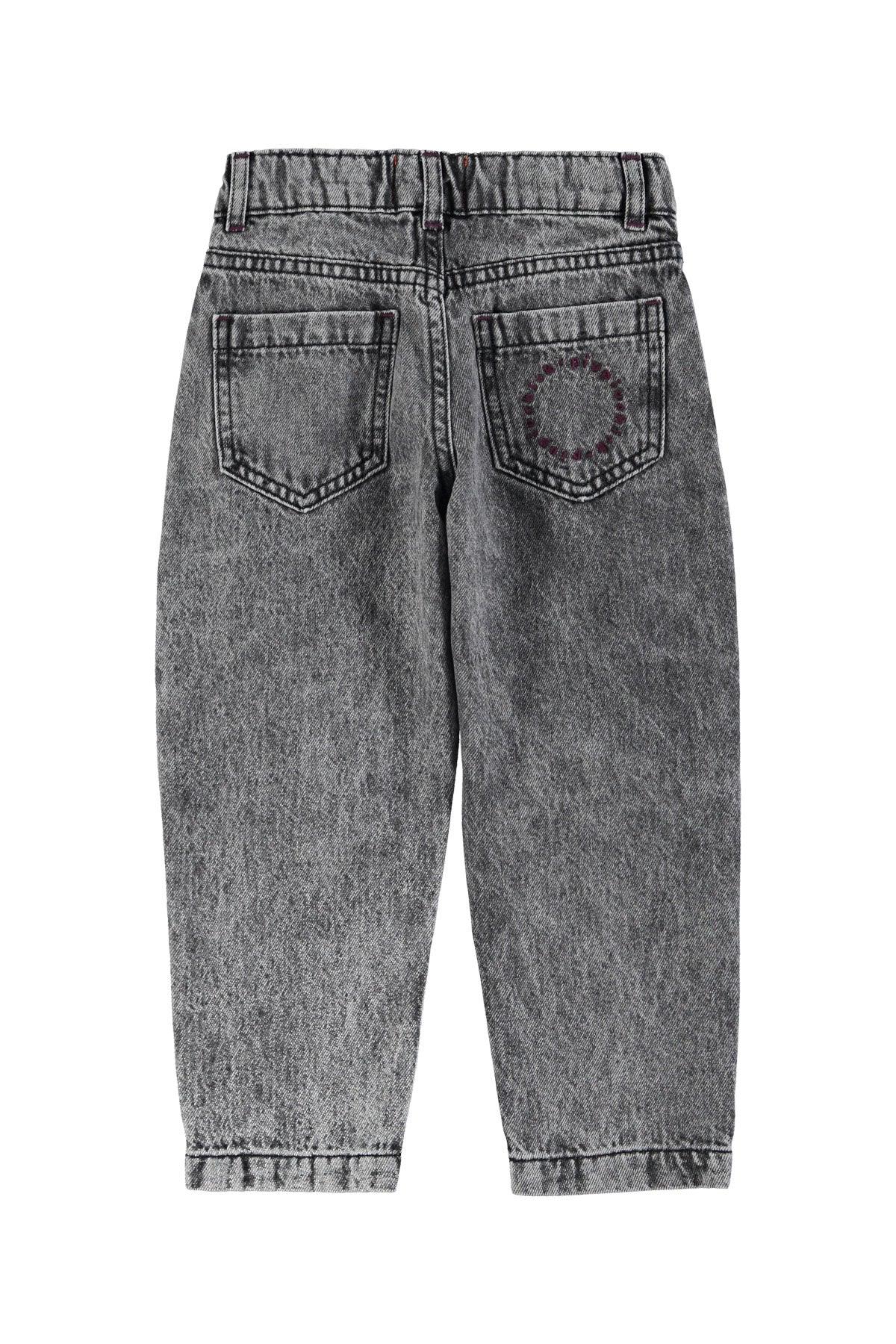 Mom Fit Trousers Washed Black Denim - Piupiuchick