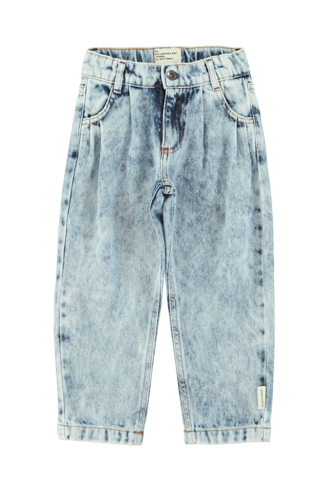 Mom Fit Trousers Washed Blue Denim
