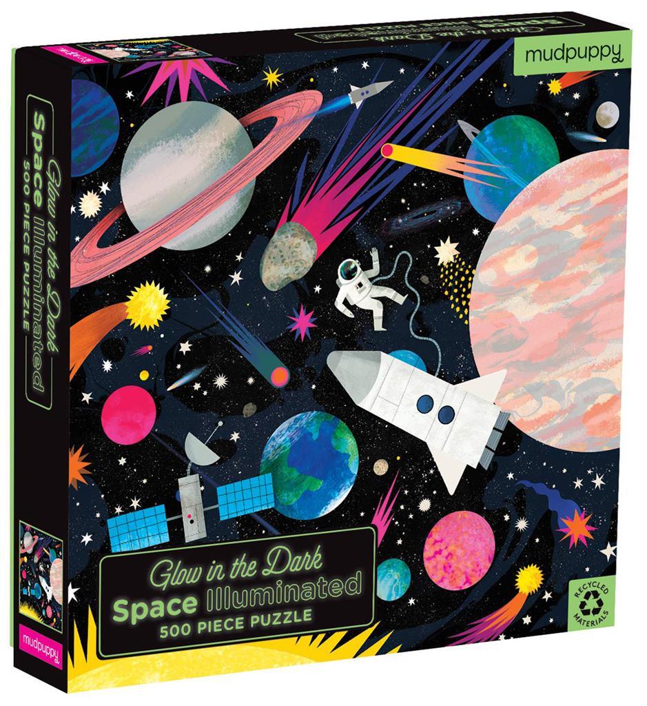 Glow In The Dark Space Illuminated Puzzle 500pcs - Mudpuppy