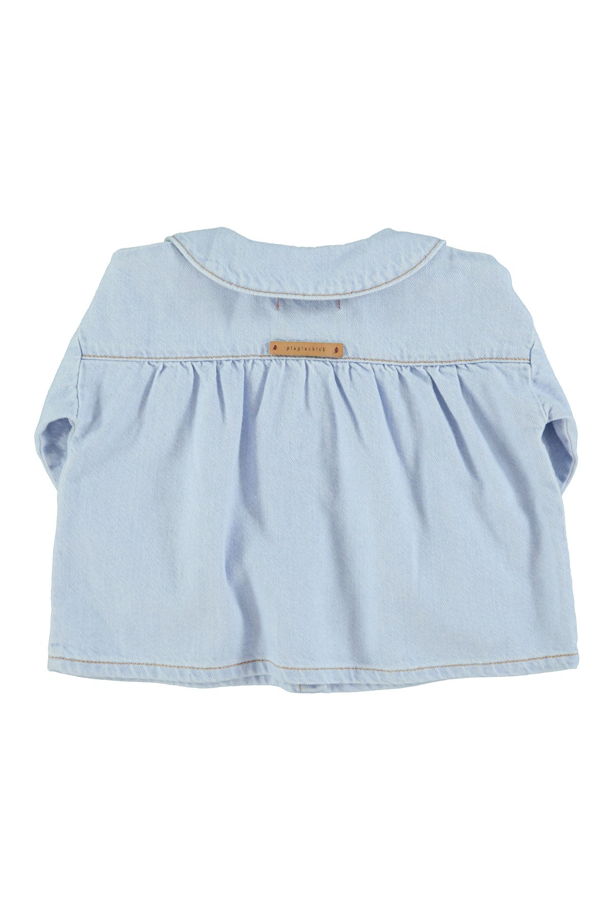 Peter Pan Collar Blouse Light Blue Soft Denim