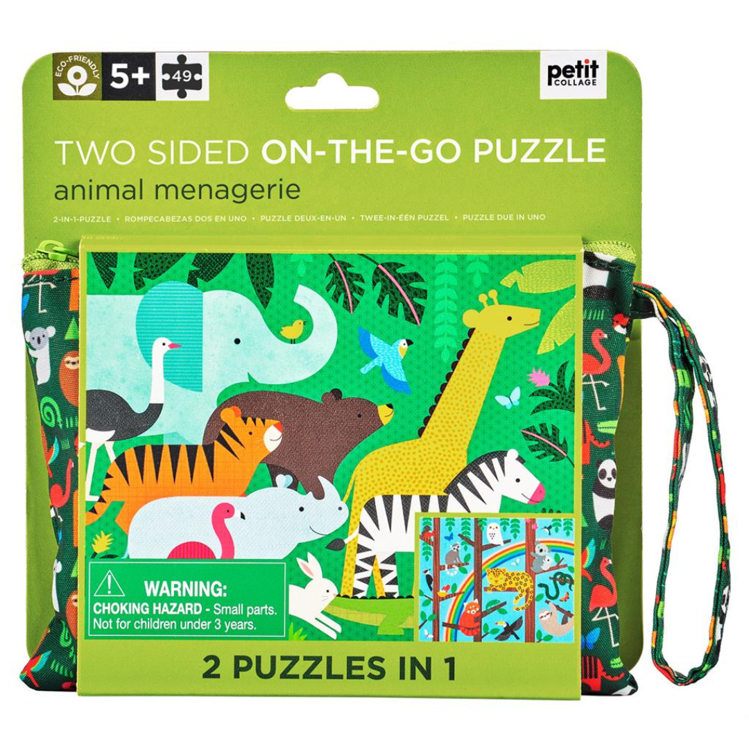 Tweezijdige Puzzel On The Go Dierenhuishouden 49pcs