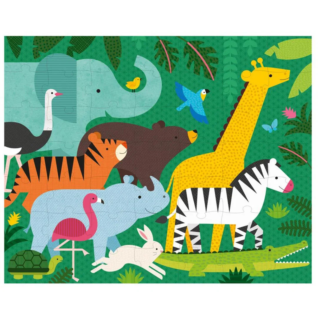 Tweezijdige Puzzel On The Go Dierenhuishouden 49pcs - Petit Collage