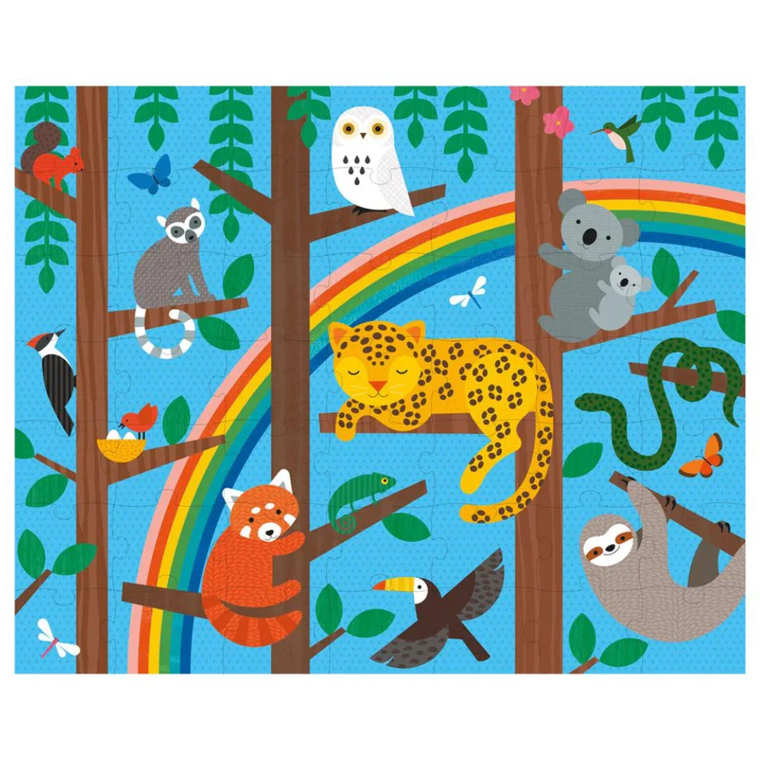 Tweezijdige Puzzel On The Go Dierenhuishouden 49pcs - Petit Collage