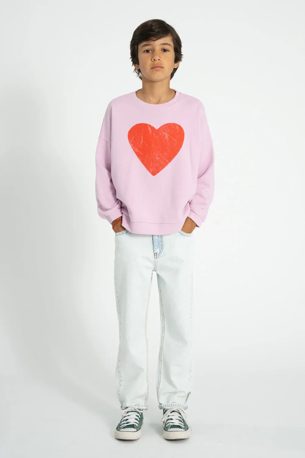 Sweatshirt Lilac With Red Heart Print - KDkes
