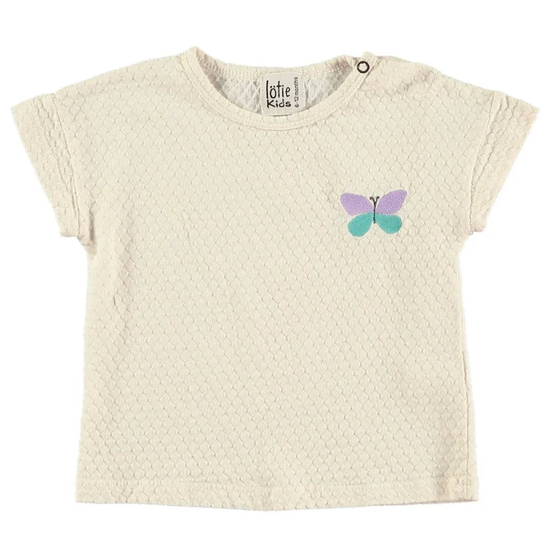 Baby T-shirt Short Sleeve Butterfly Off White - Lötiekids
