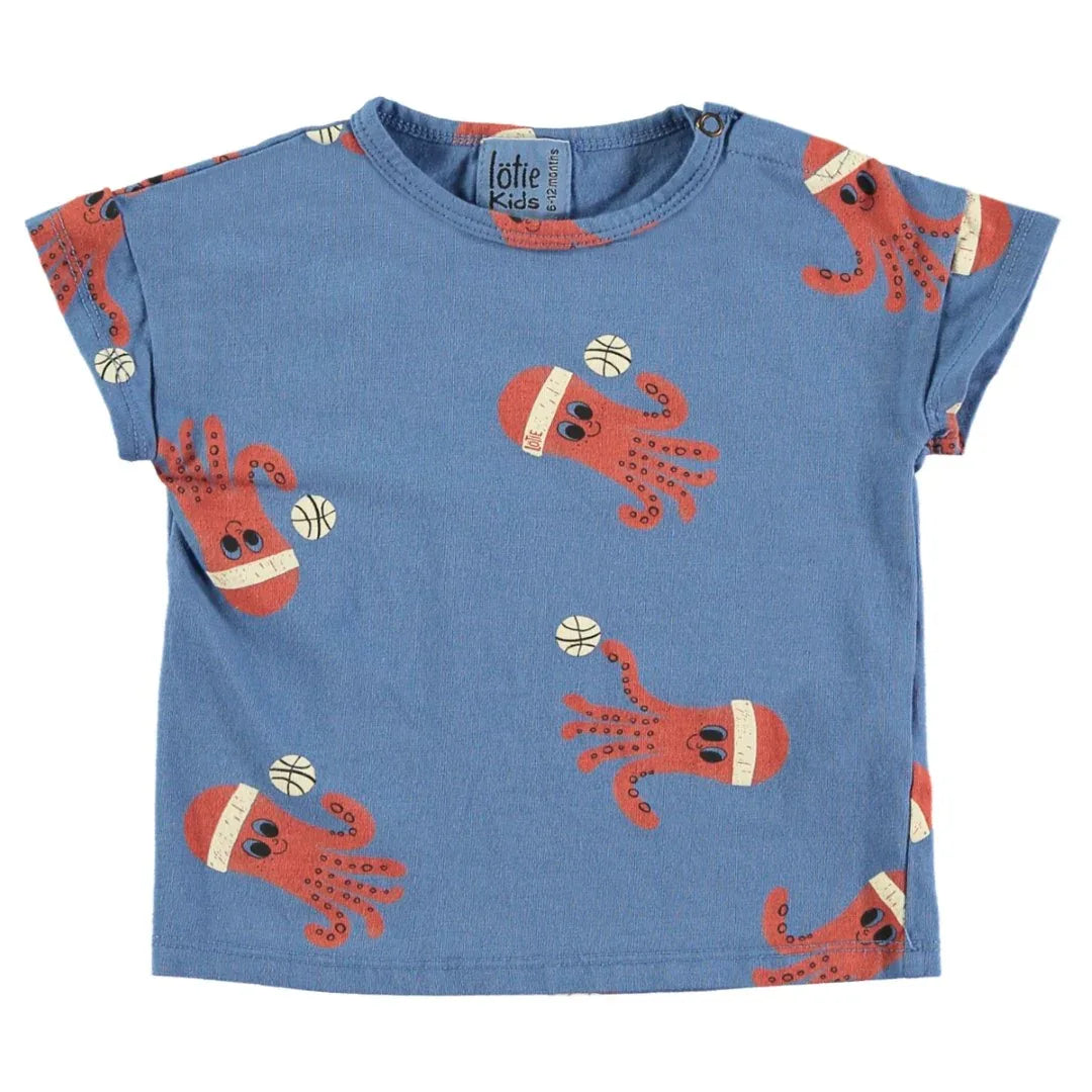Baby T-shirt Short Sleeve Octopuses Blue - Lötiekids
