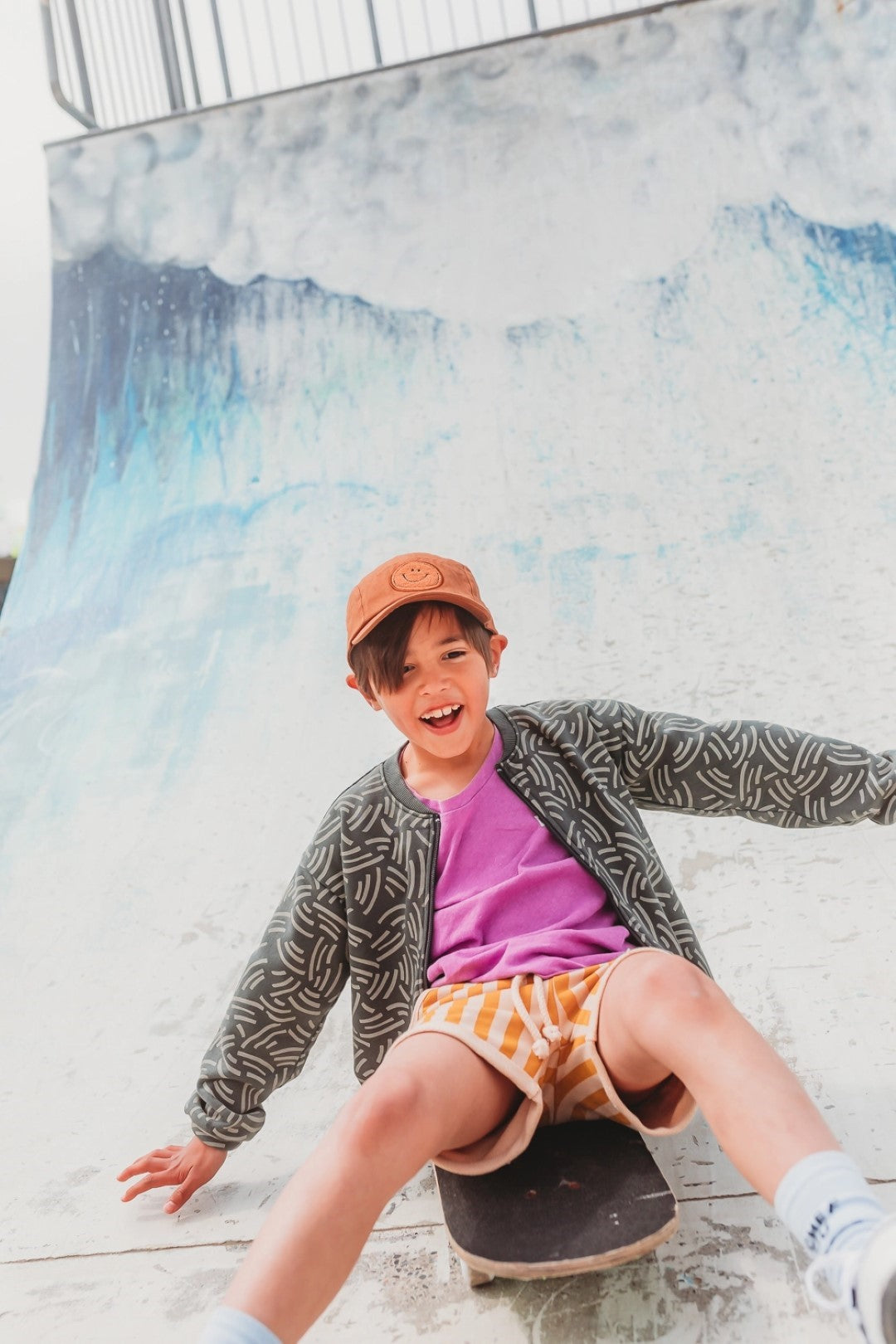 Cardigan Waves Print Asphalt