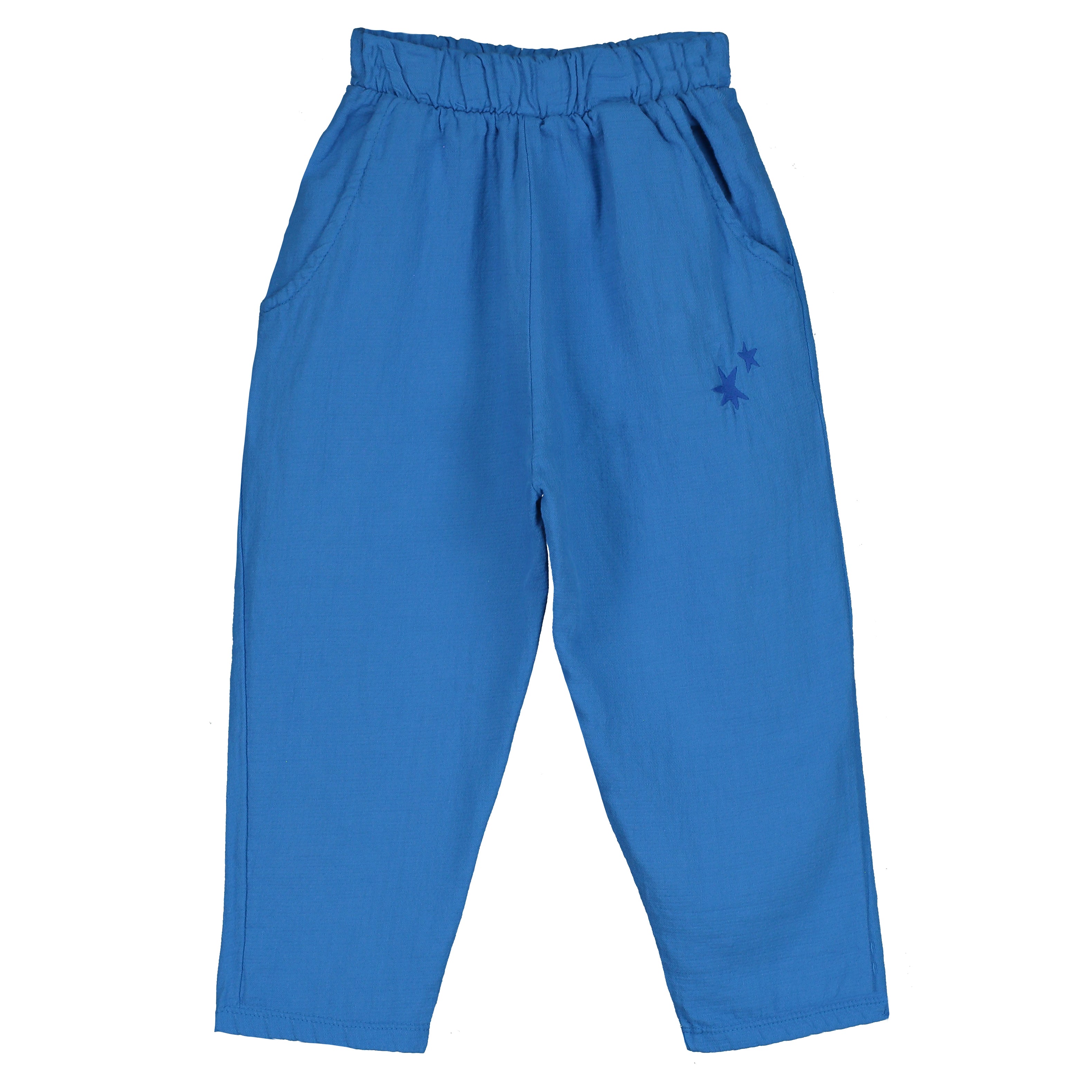 Wide Light Woven Pants Stars Embroidery Royal Blue