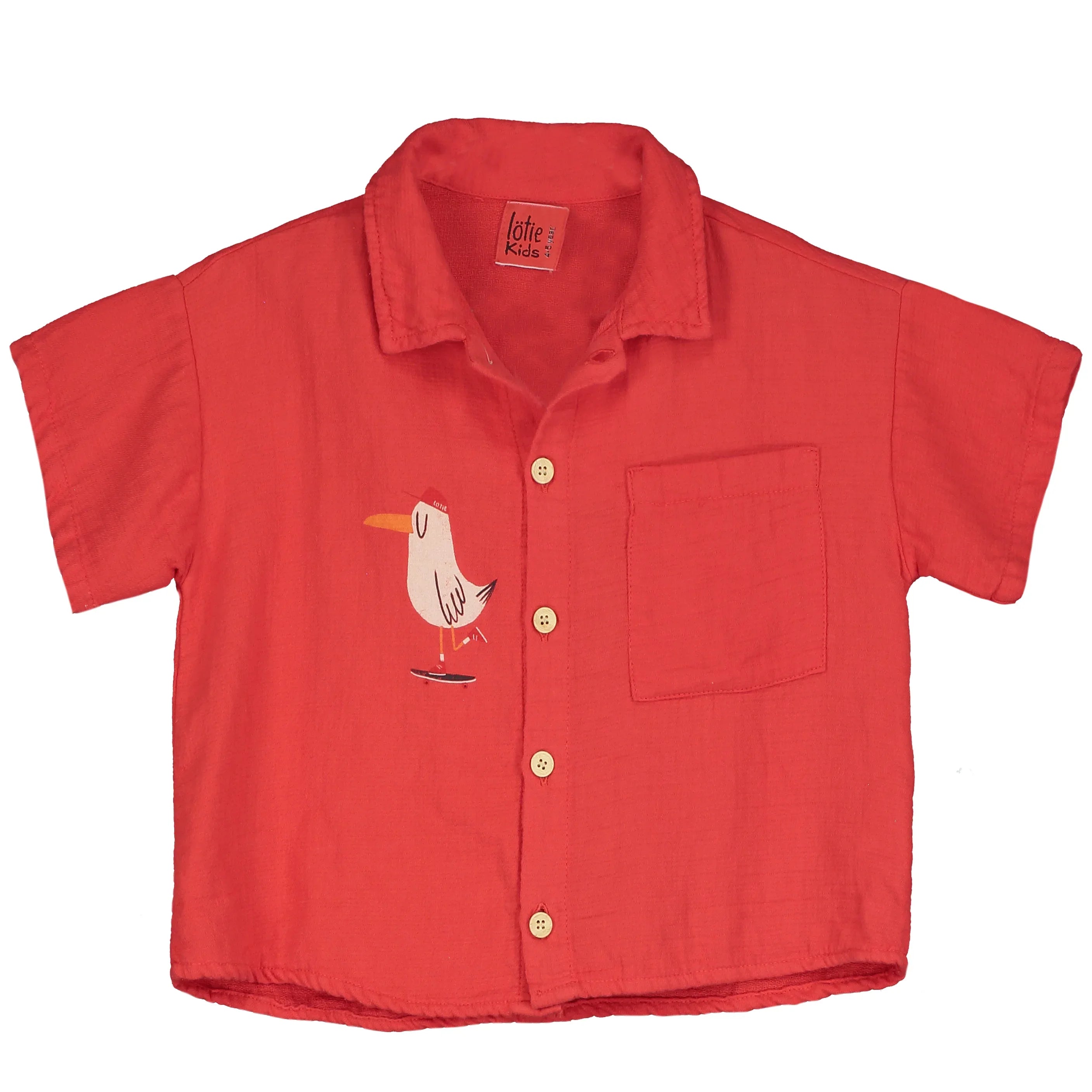 Woven Shirt Seagull Red - Lötiekids