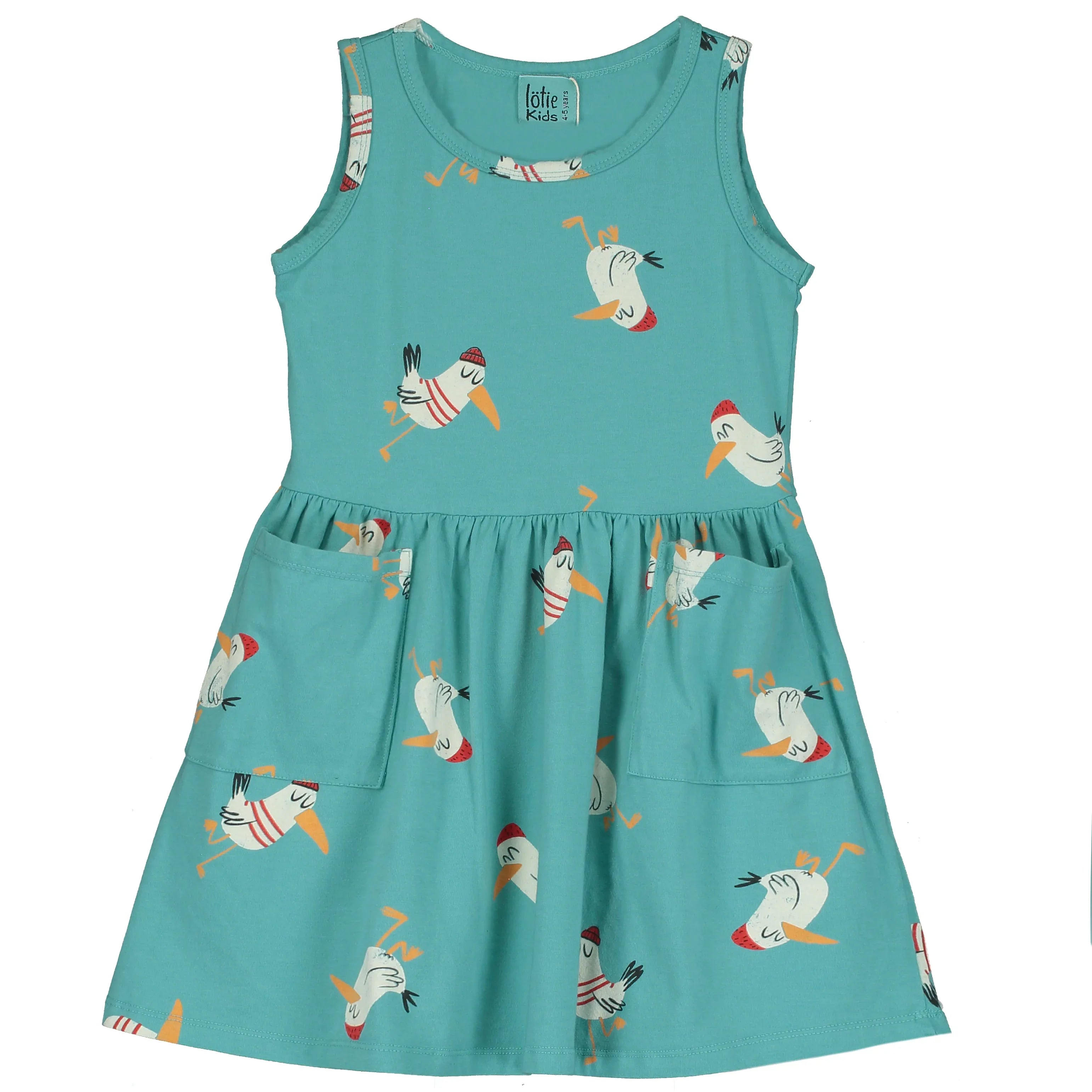 Dress Sleeveless Pockets Seagulls All Over Pacific - Lötiekids