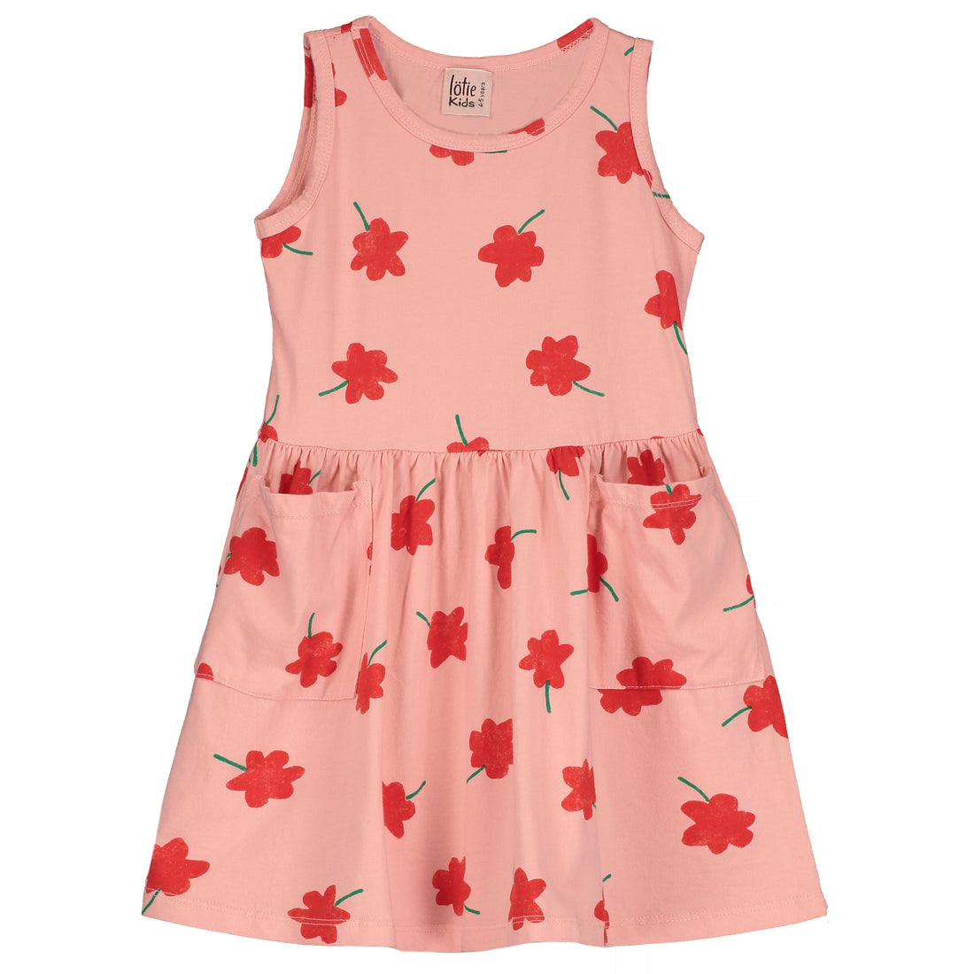 Dress Sleeveless Pockets Poppies All Over Pale Pink