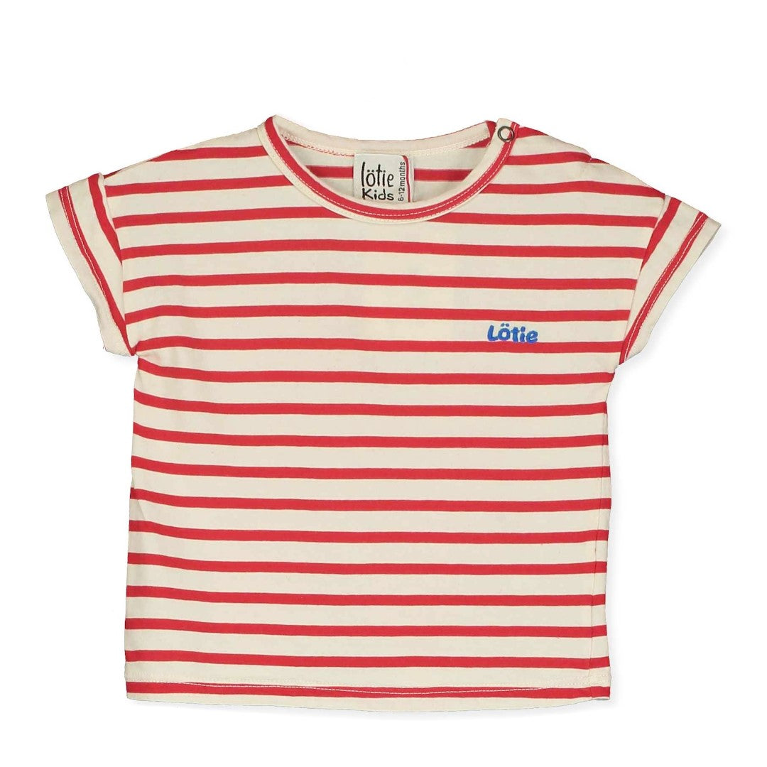 Baby T-shirt Lotie Embroidery Stripes Offwhite