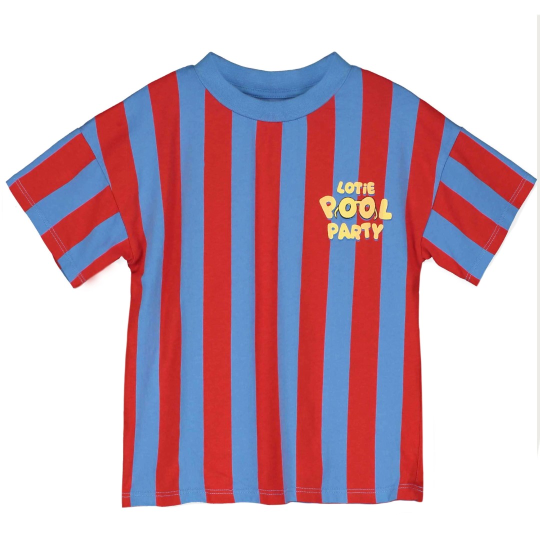Wide Fit T-shirt Stripes Pool Party Baja Blue