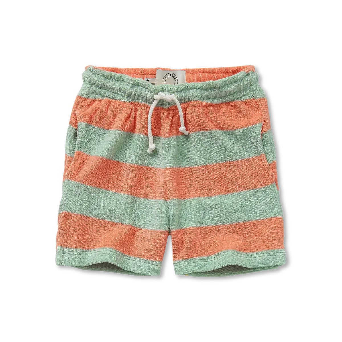 Terry Shorts Block Stripes Silt Green - Sproet & Sprout