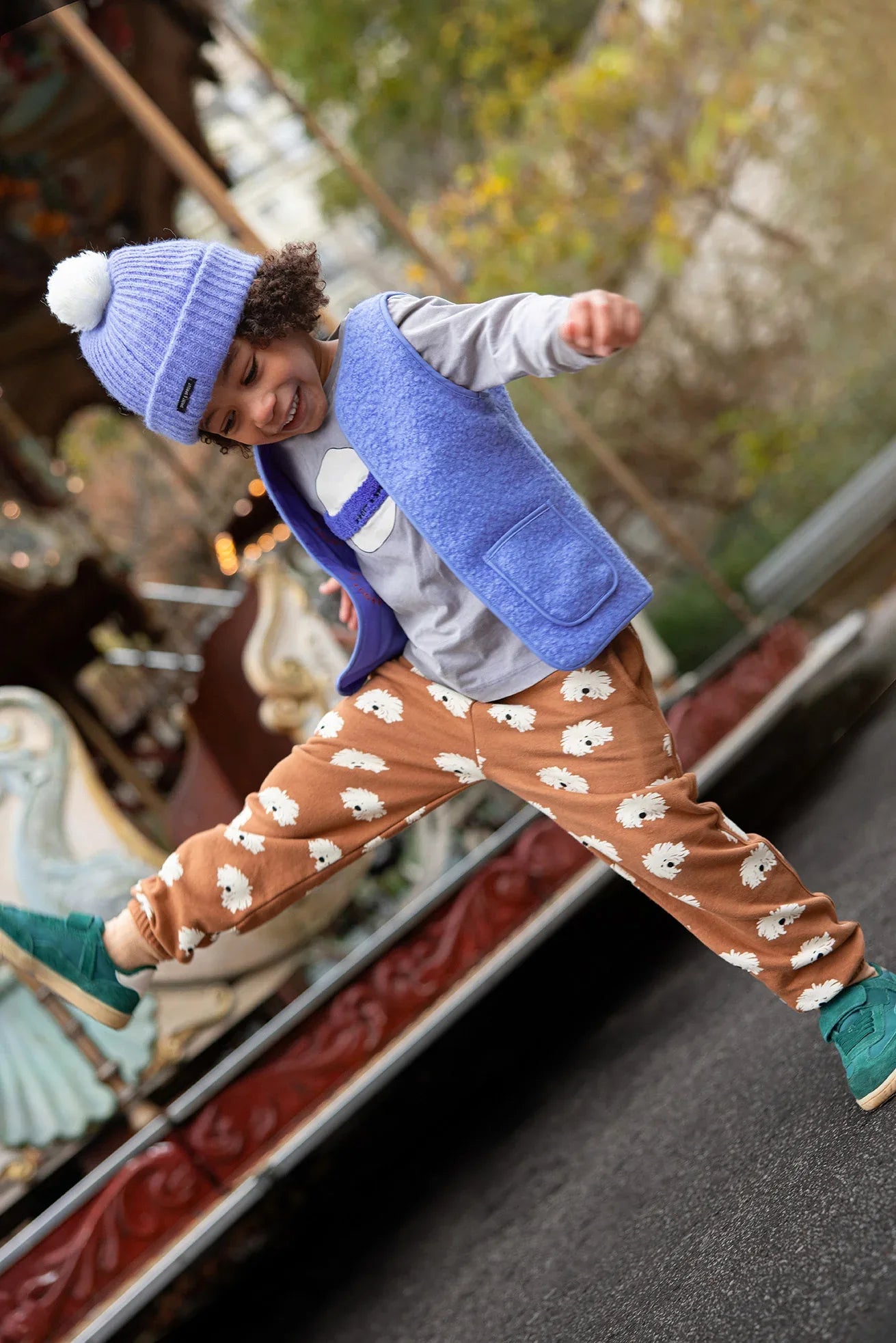 Sweatpants Moustache Dog Print Mocca - Sproet & Sprout