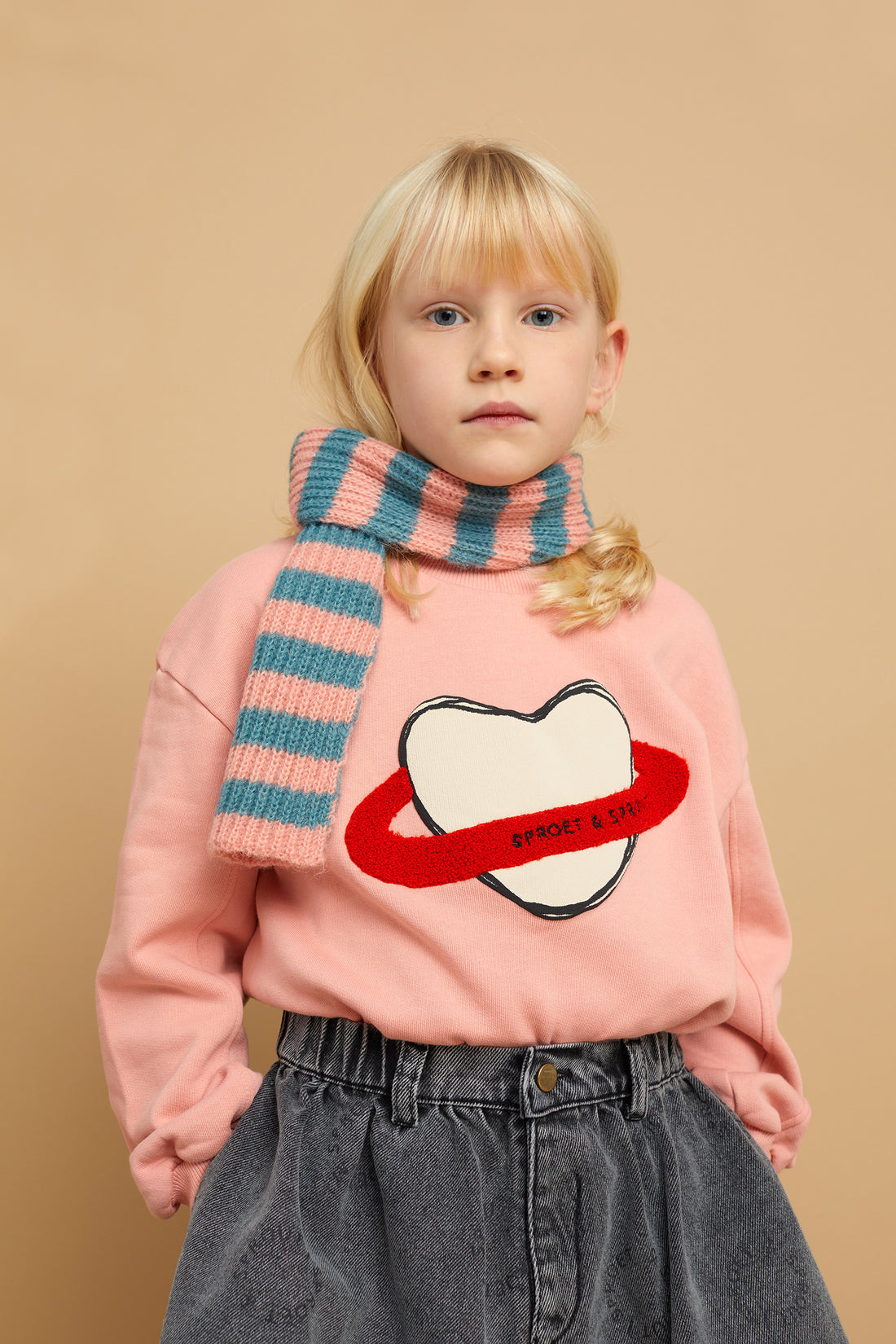 Sweatshirt Heart Saturn Peach Parfait
