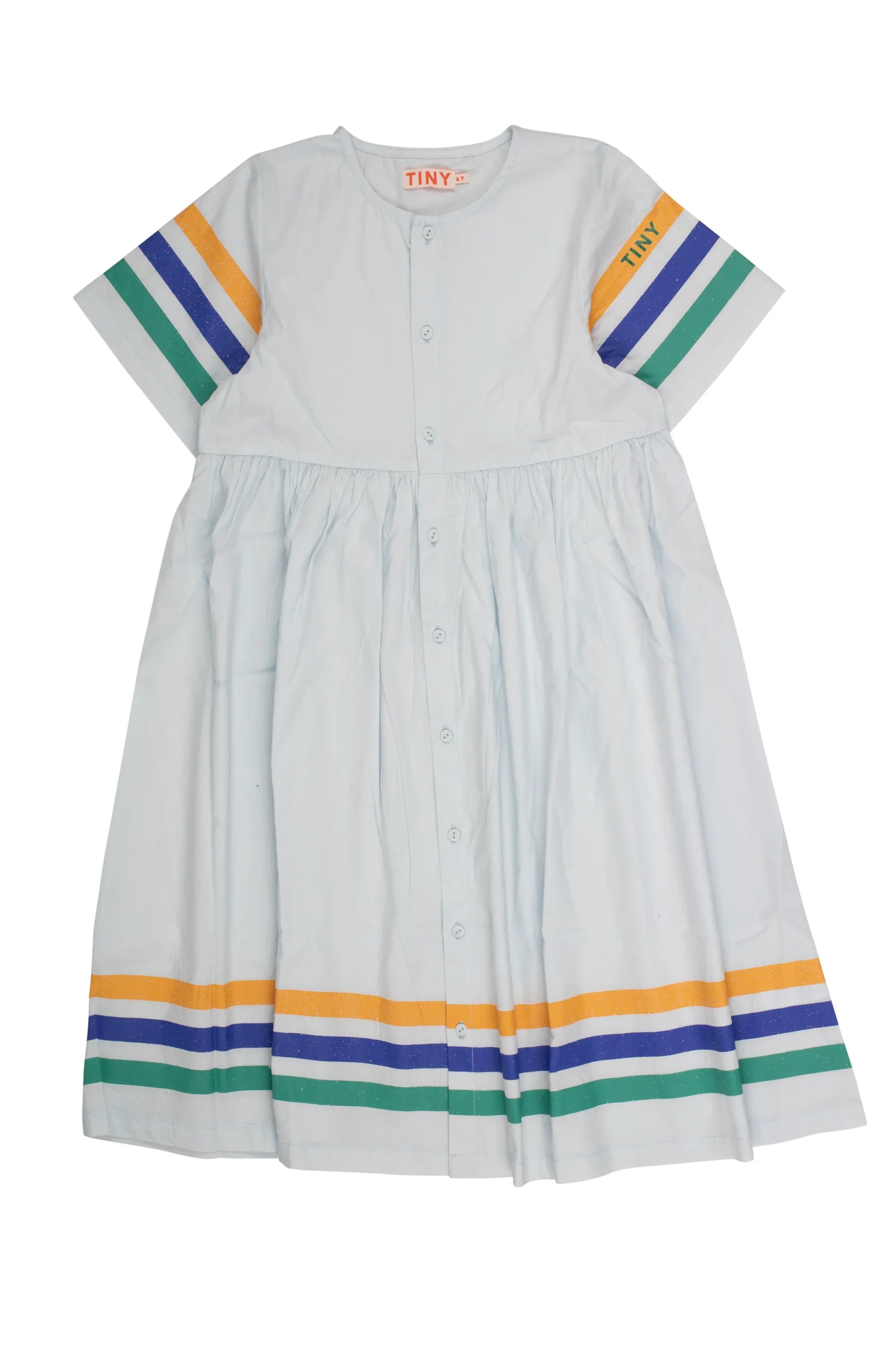 Stripes Multicolor Dress Pastel Blue - Tinycottons