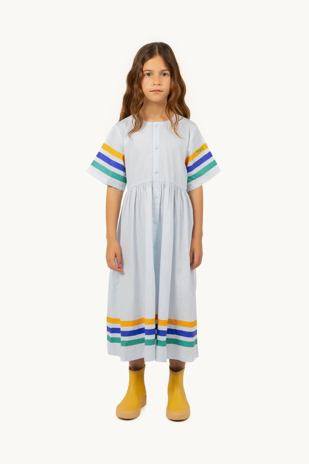 Stripes Multicolor Dress Pastel Blue - Tinycottons