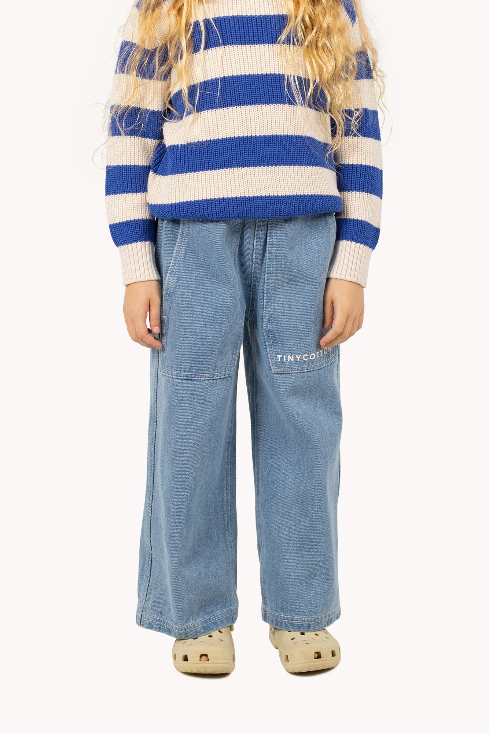 Graphic Denim Pant Light Blue Denim - Tinycottons