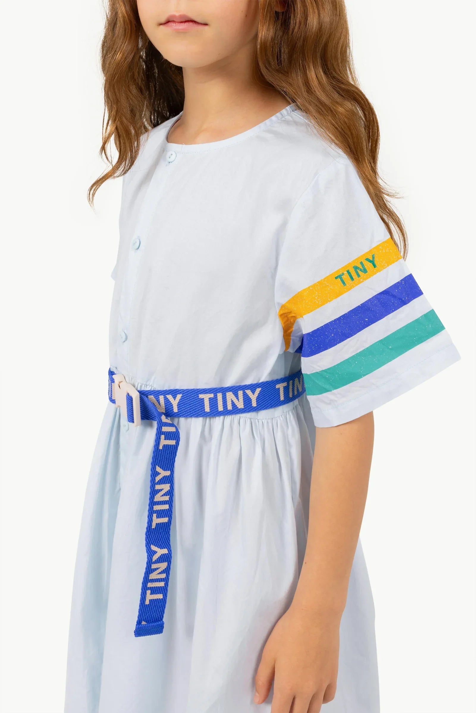 Stripes Multicolor Dress Pastel Blue - Tinycottons