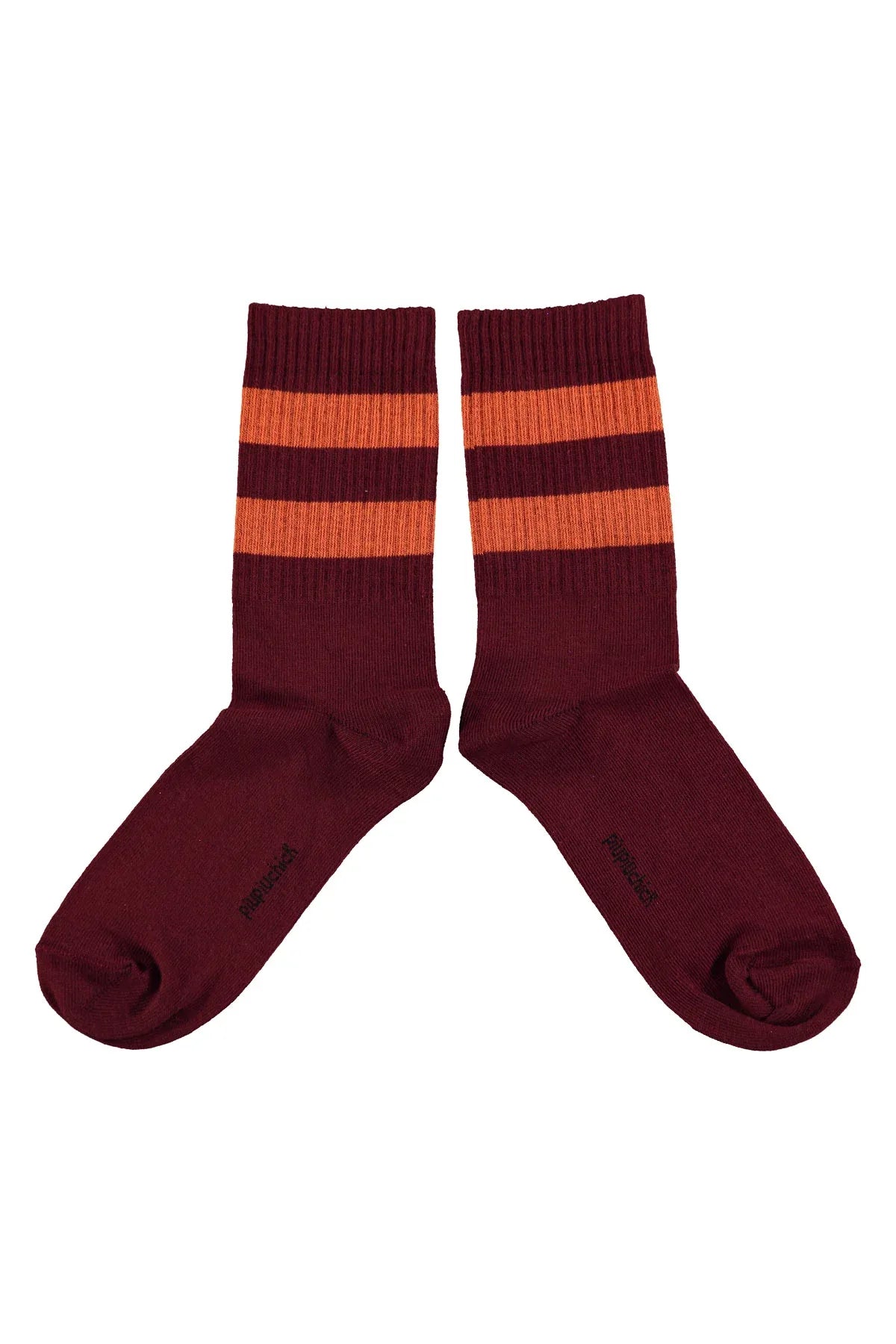 Socks Bordeaux Orange Stripes - Piupiuchick