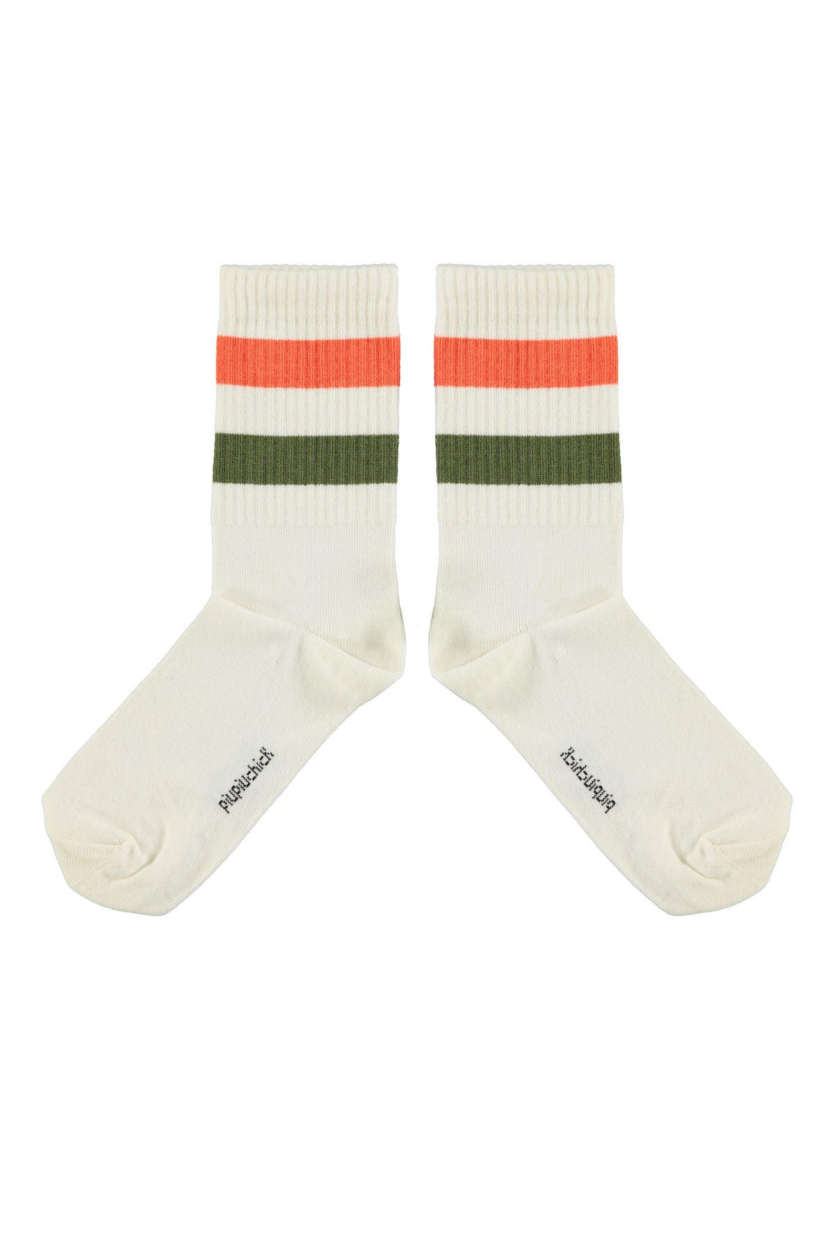 Socks Ecru Green & Orange Stripes