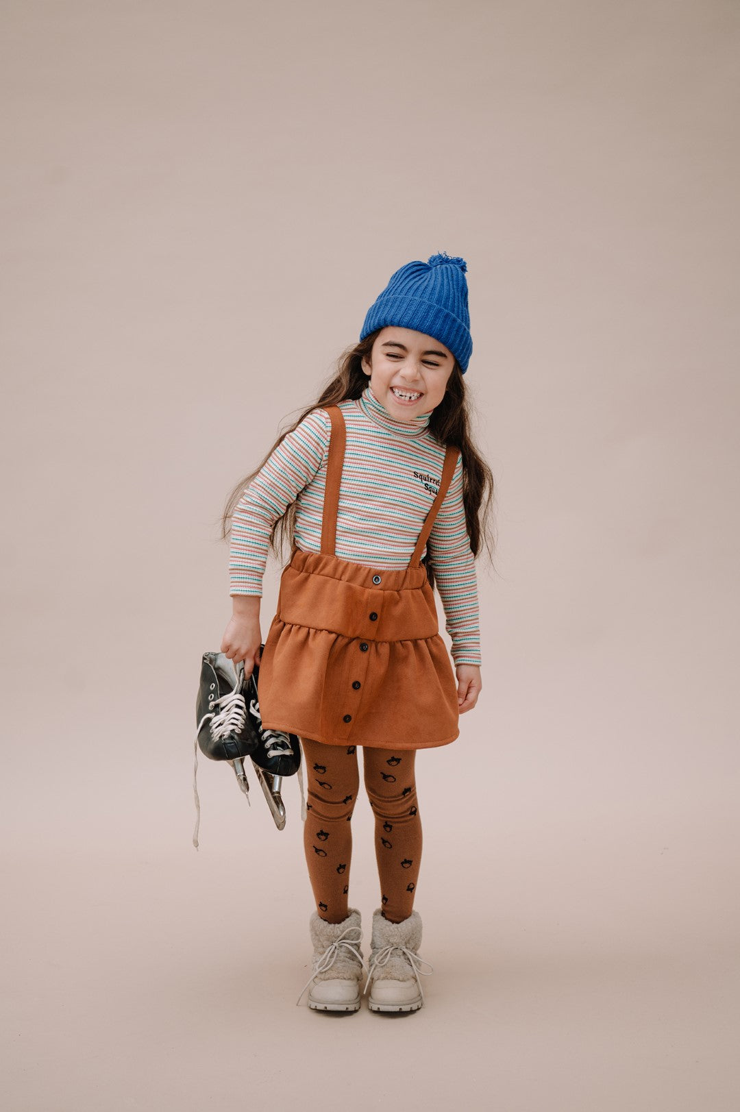 T-shirt Turtle Neck Stripe Squirrel Squad Ivory