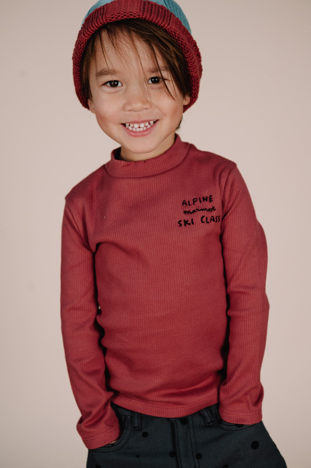T-shirt Turtle Neck Ski Class Barn Red