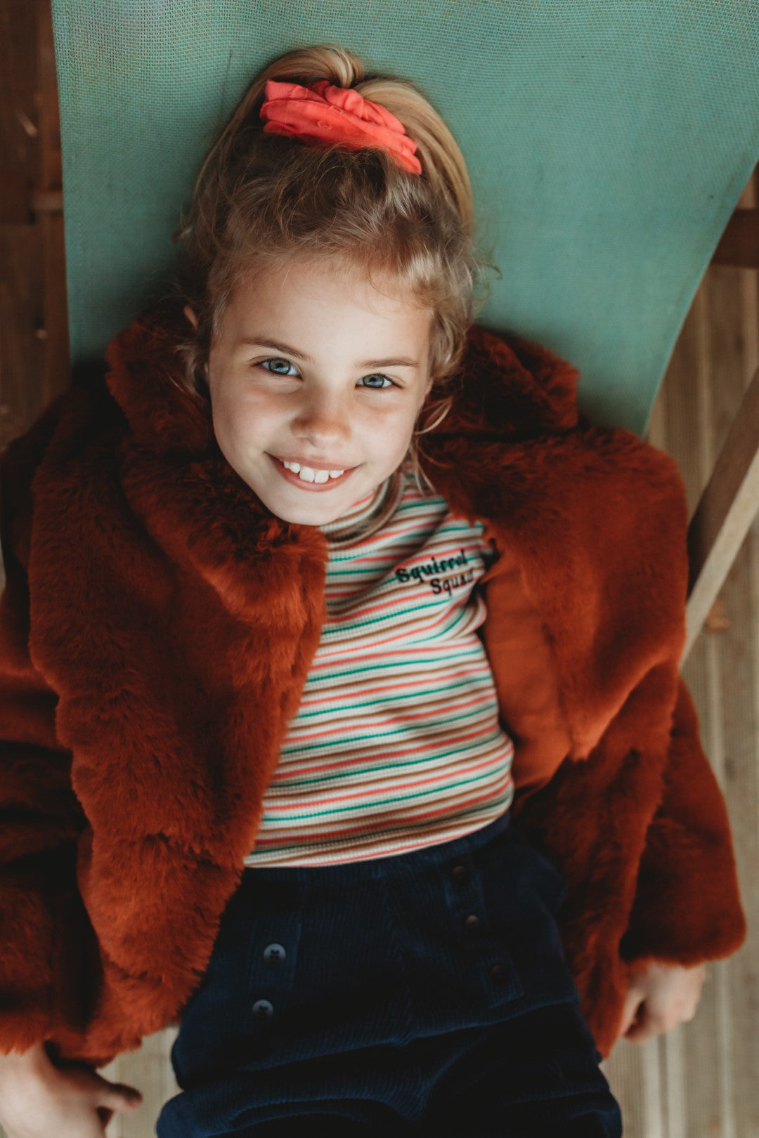 T-shirt Turtle Neck Stripe Squirrel Squad Ivory