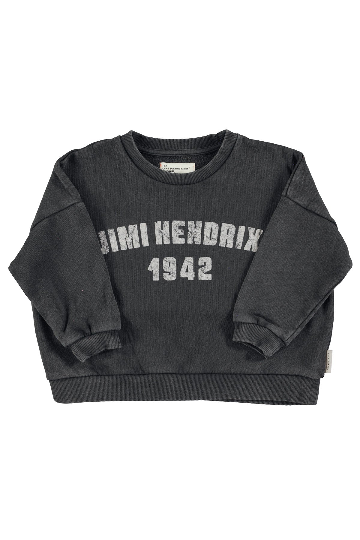 Sweatshirt Faded Black With Jimi Hendrix Print