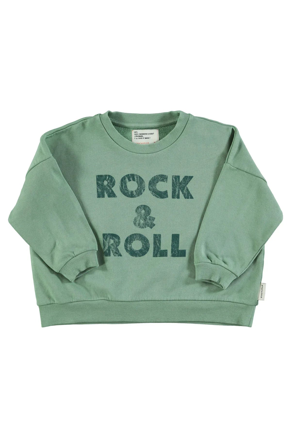 Sweatshirt Green With Rock & Roll Print - Piupiuchick