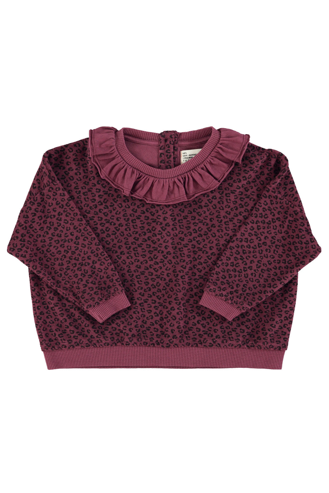 Terry Cotton Sweatshirt Aubergine With Animal Print