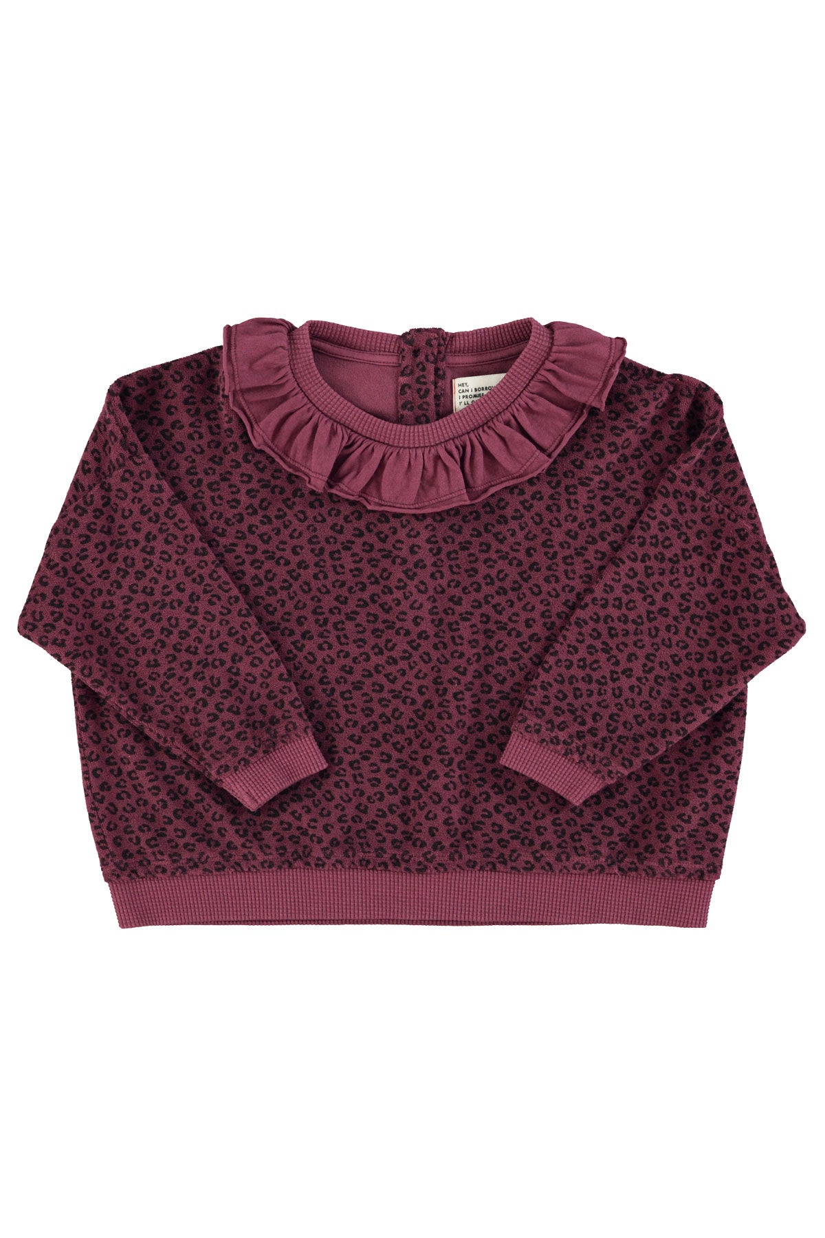Terry Cotton Sweatshirt Aubergine With Animal Print