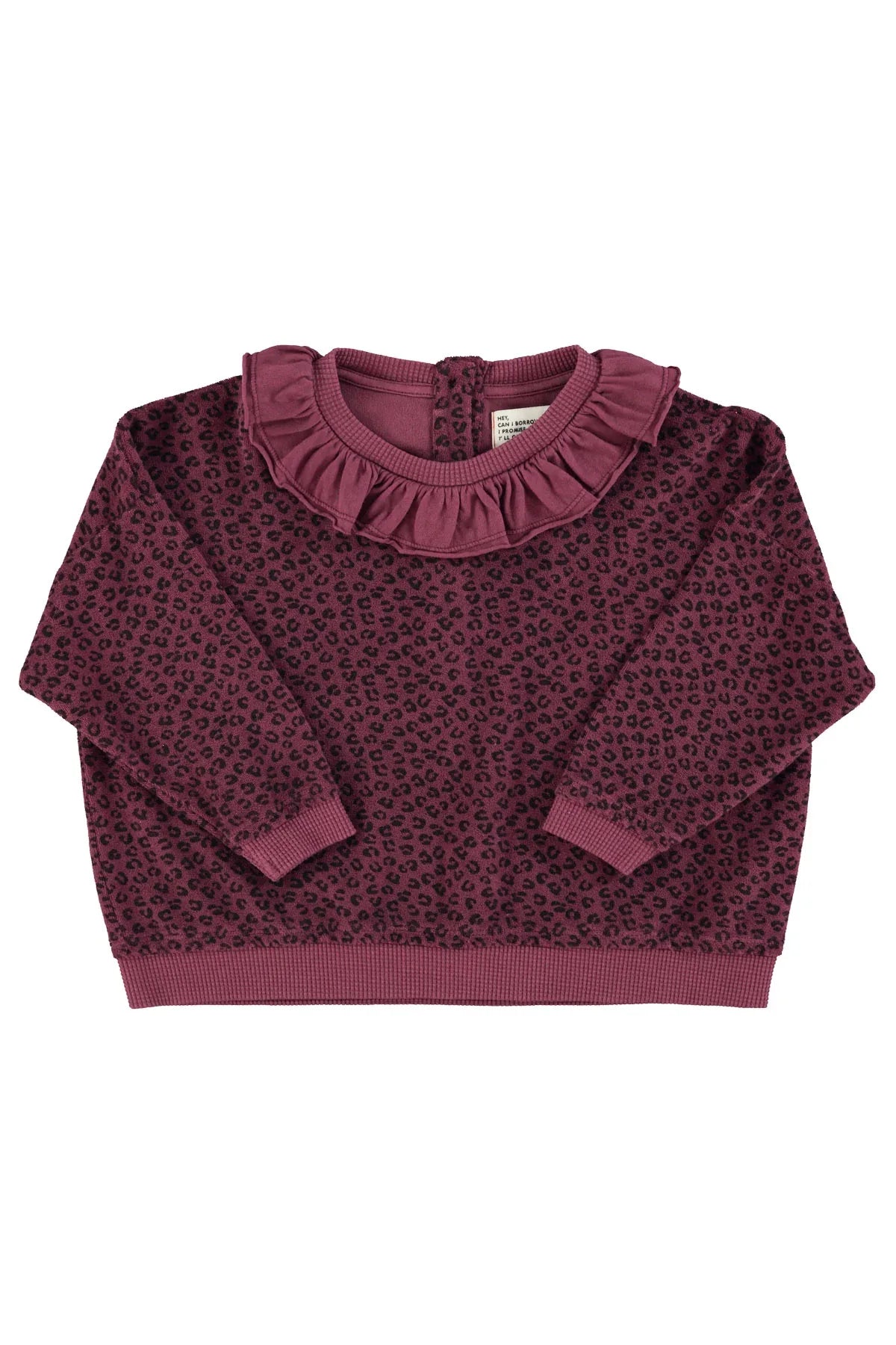 Terry Cotton Sweatshirt Aubergine With Animal Print - Piupiuchick