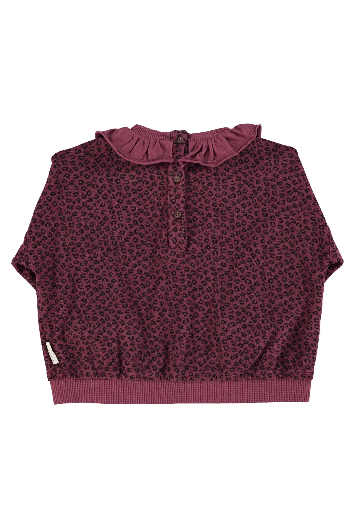 Terry Cotton Sweatshirt Aubergine With Animal Print - Piupiuchick