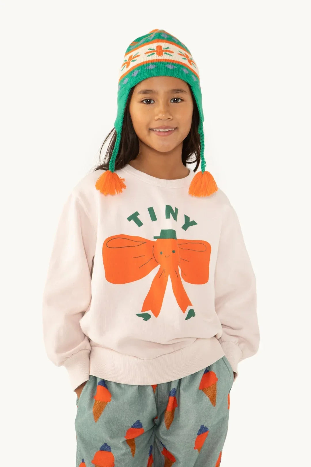 Tiny Bow Sweatshirt Soft Pink - Tinycottons