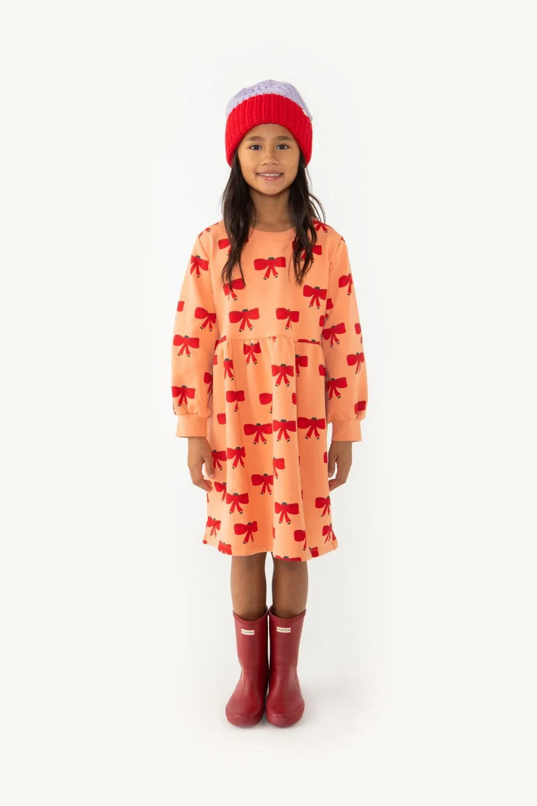 Tiny Bow Dress Light Rust - Tinycottons