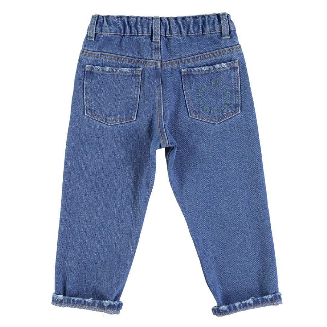 Unisex Denim Trousers Washed Navy Denim