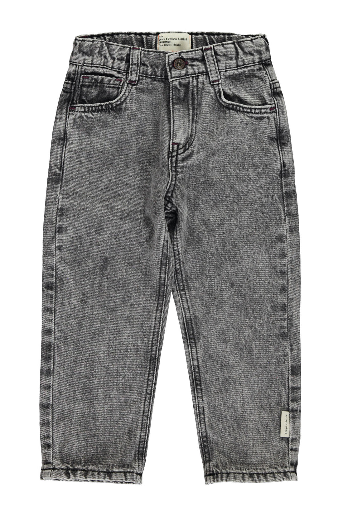 Unisex Trousers Washed Black Denim