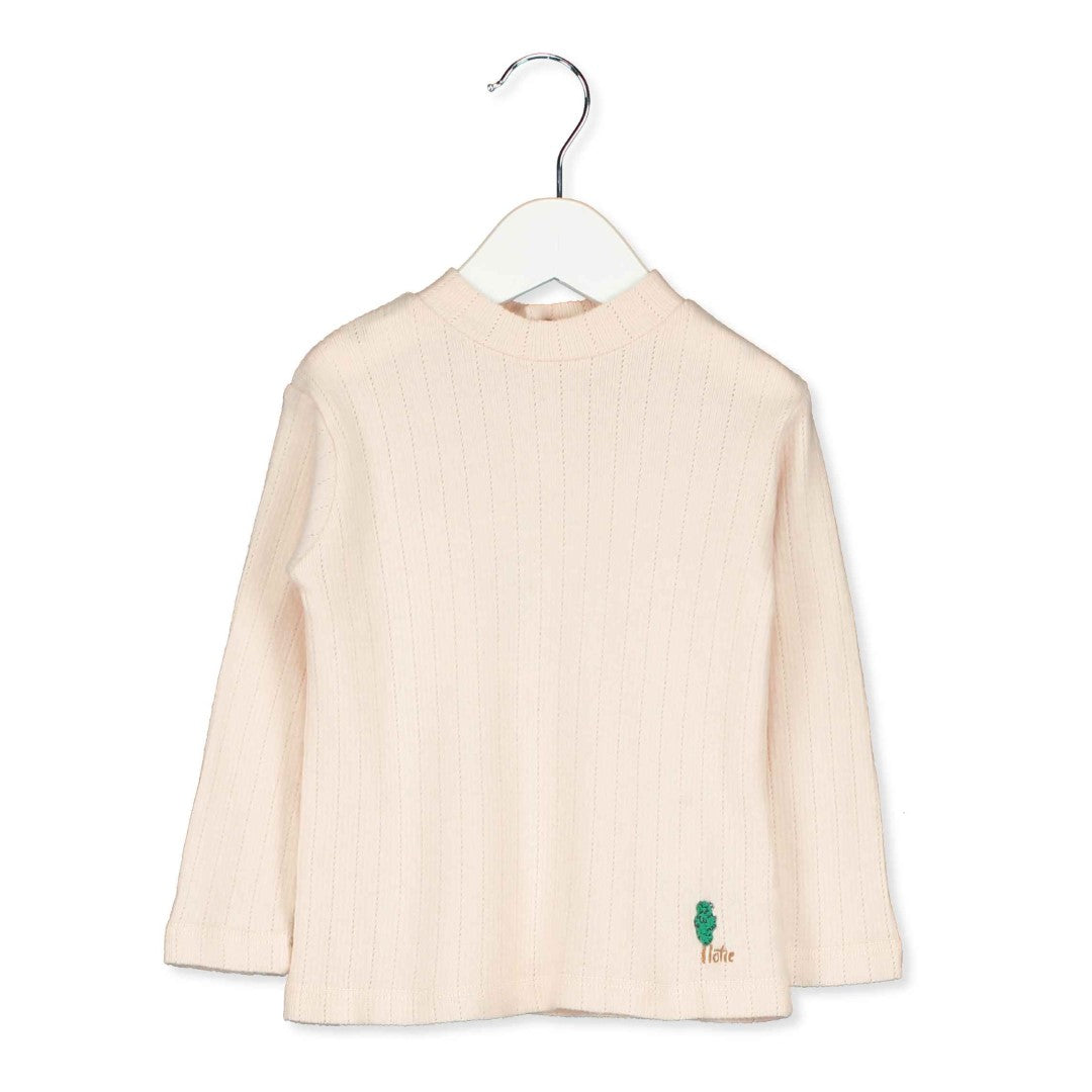 High Neck Baby T-shirt Cream Tree Embroidery