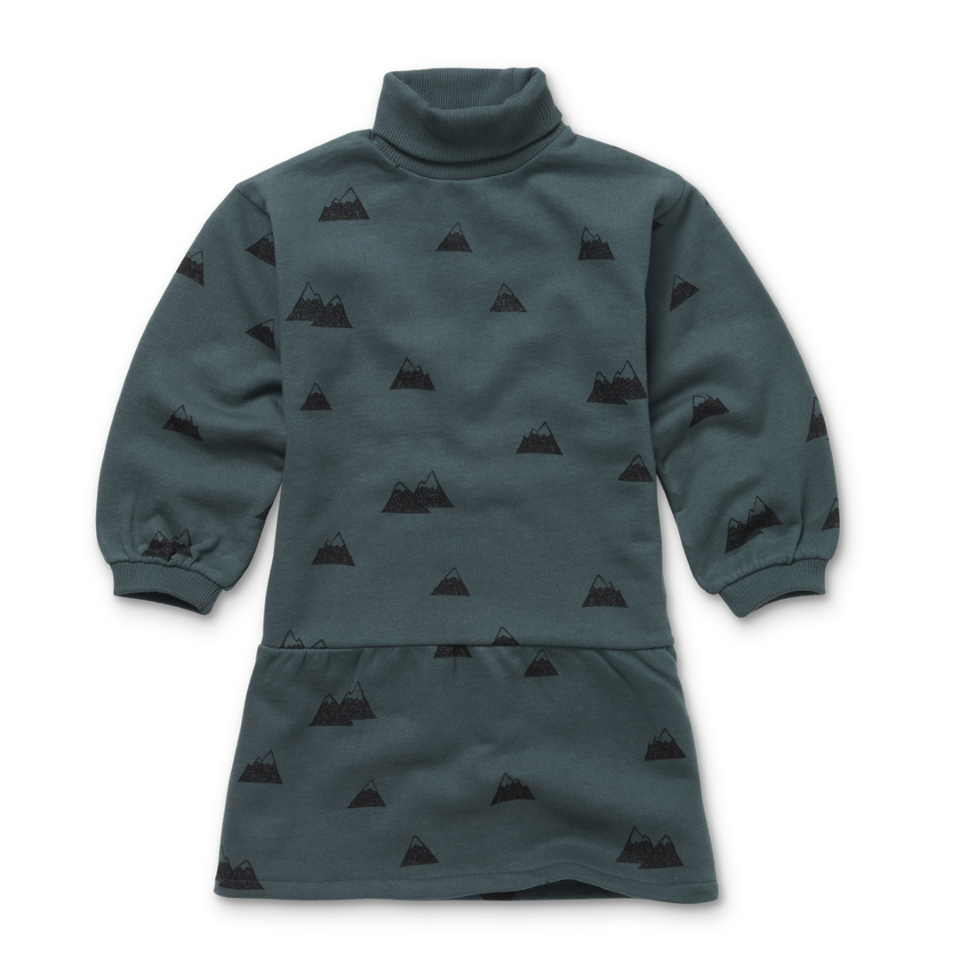 Dress Turtle Neck Mountains Print Smoke Pine