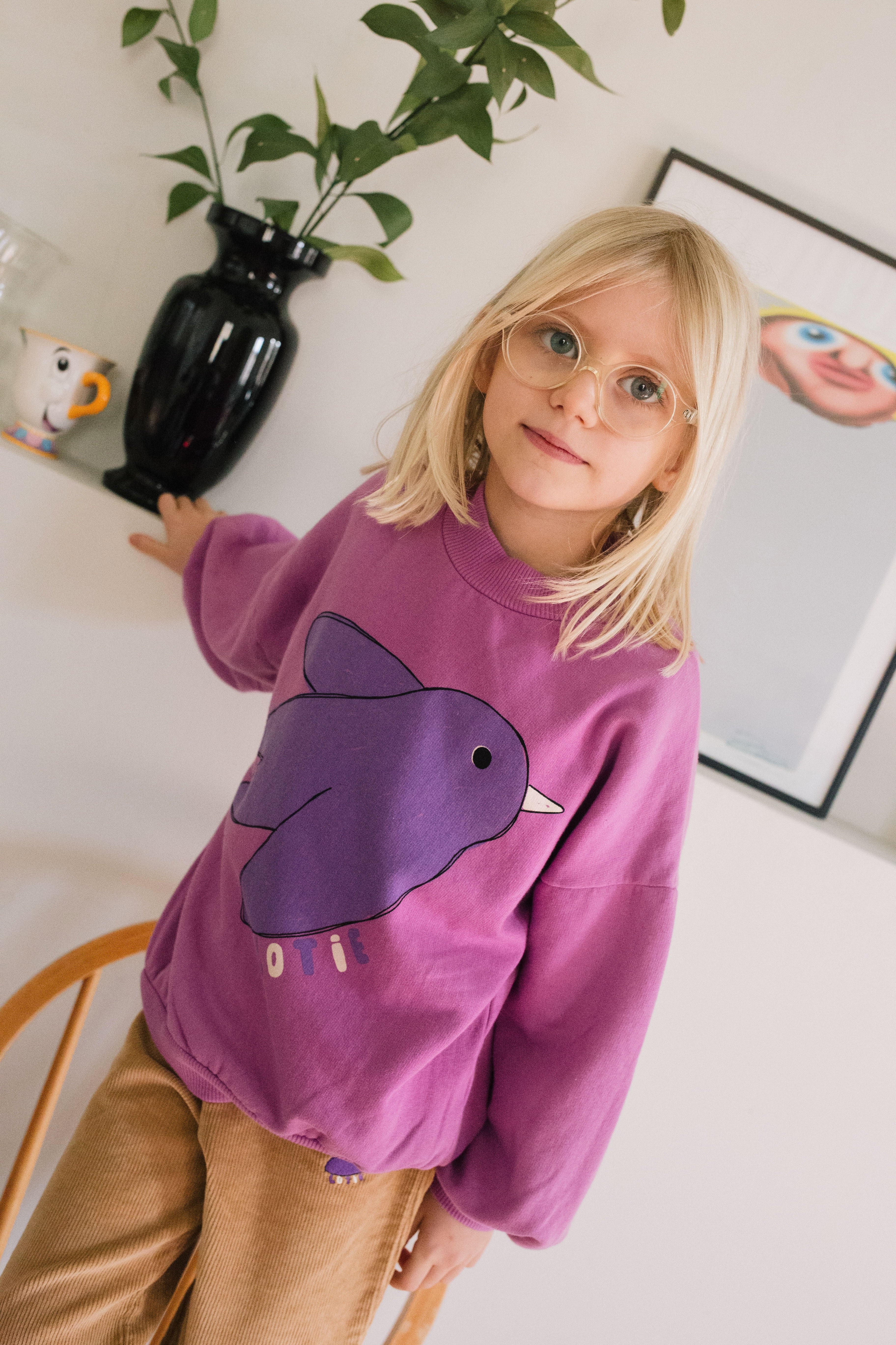 Sweatshirt Flowing Bird Fucsia