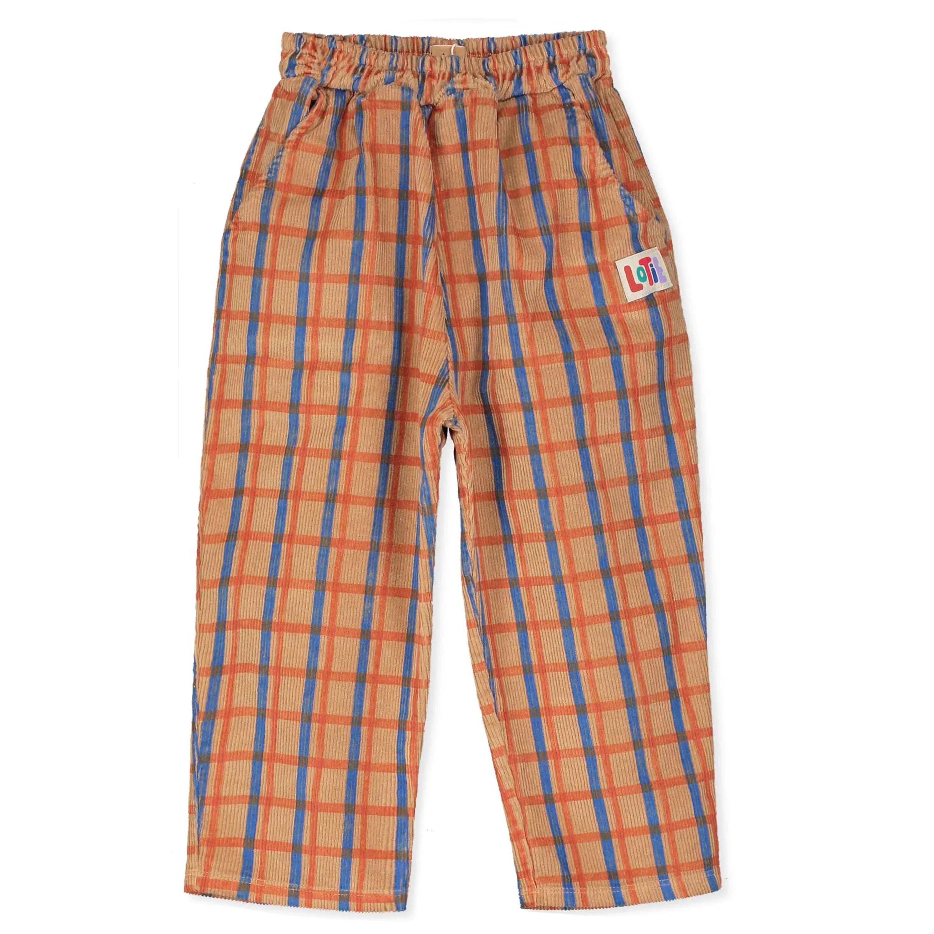 Corduroy Wide Pants Checks Toasted - KDkes