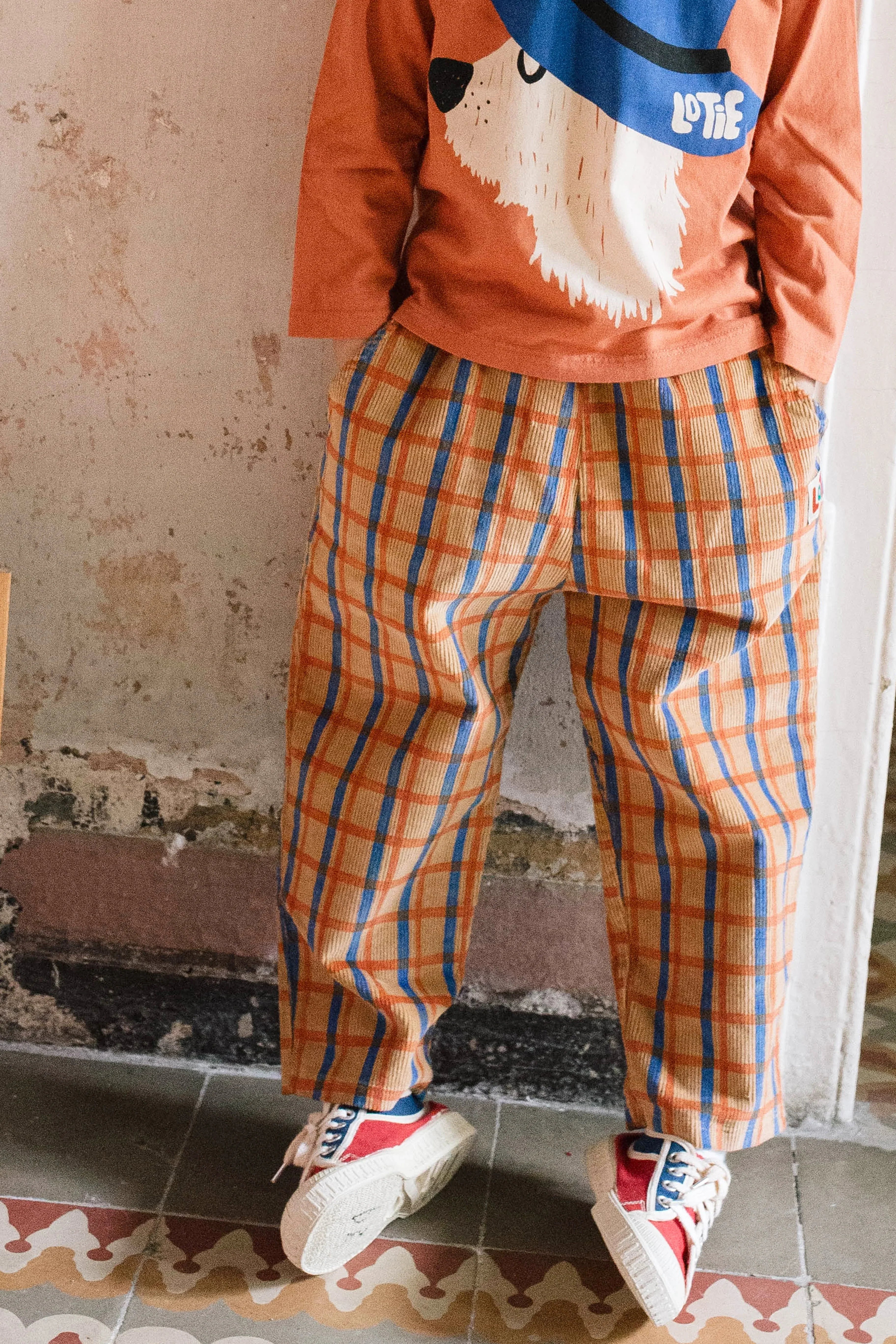 Corduroy Wide Pants Checks Toasted - KDkes