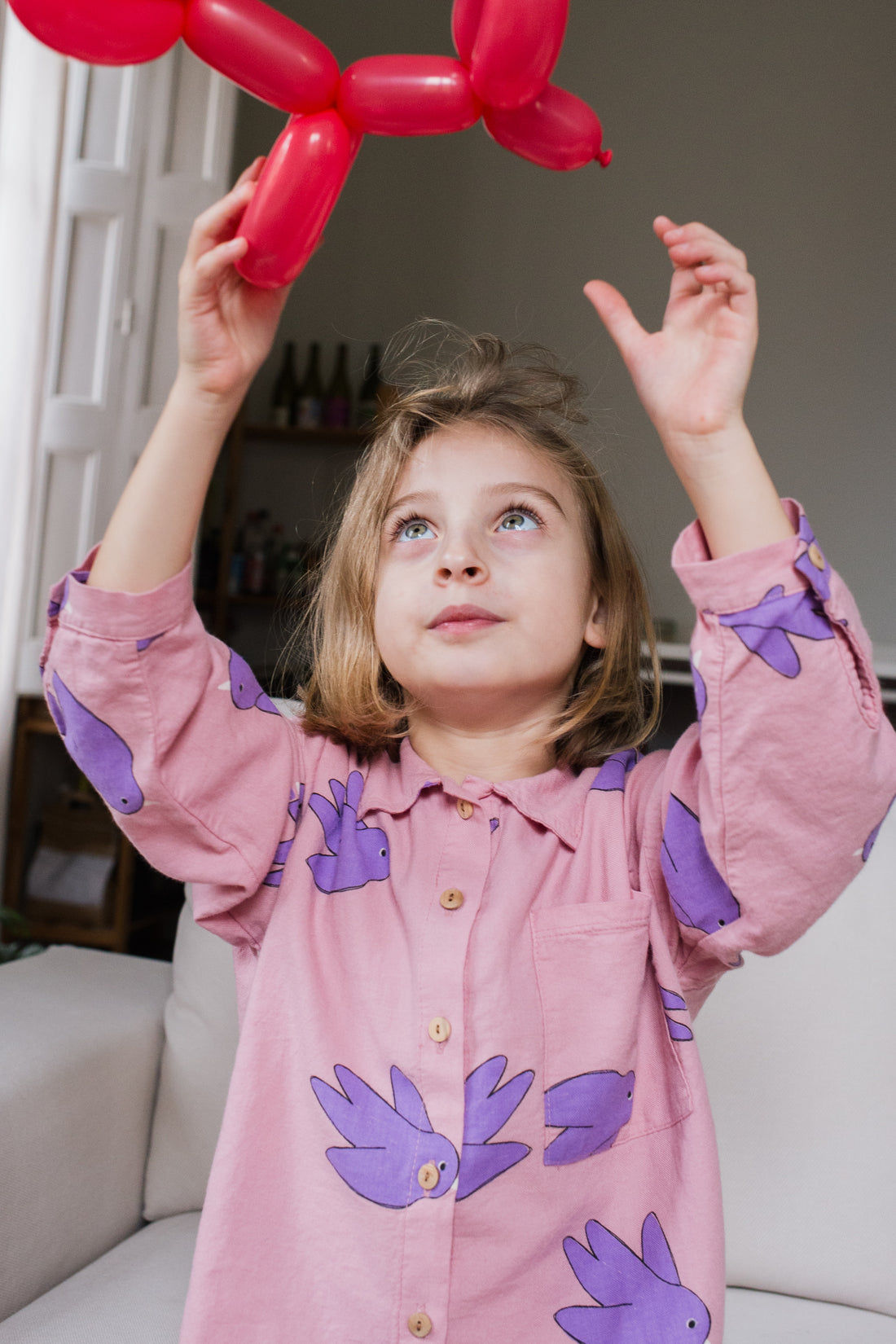 Flowing Birds Shirt Rose