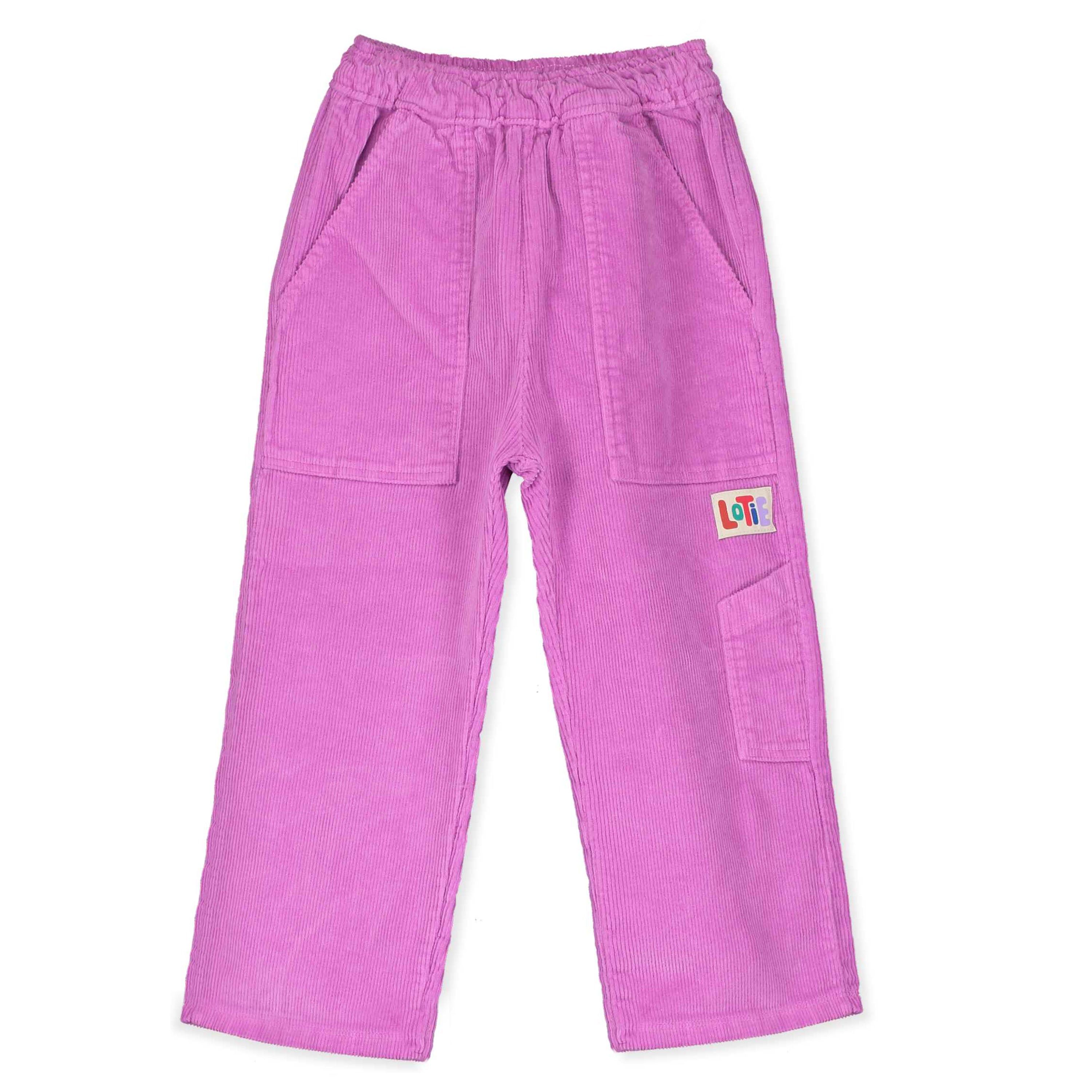 Corduroy Wide Casual Pants Solid Fucsia