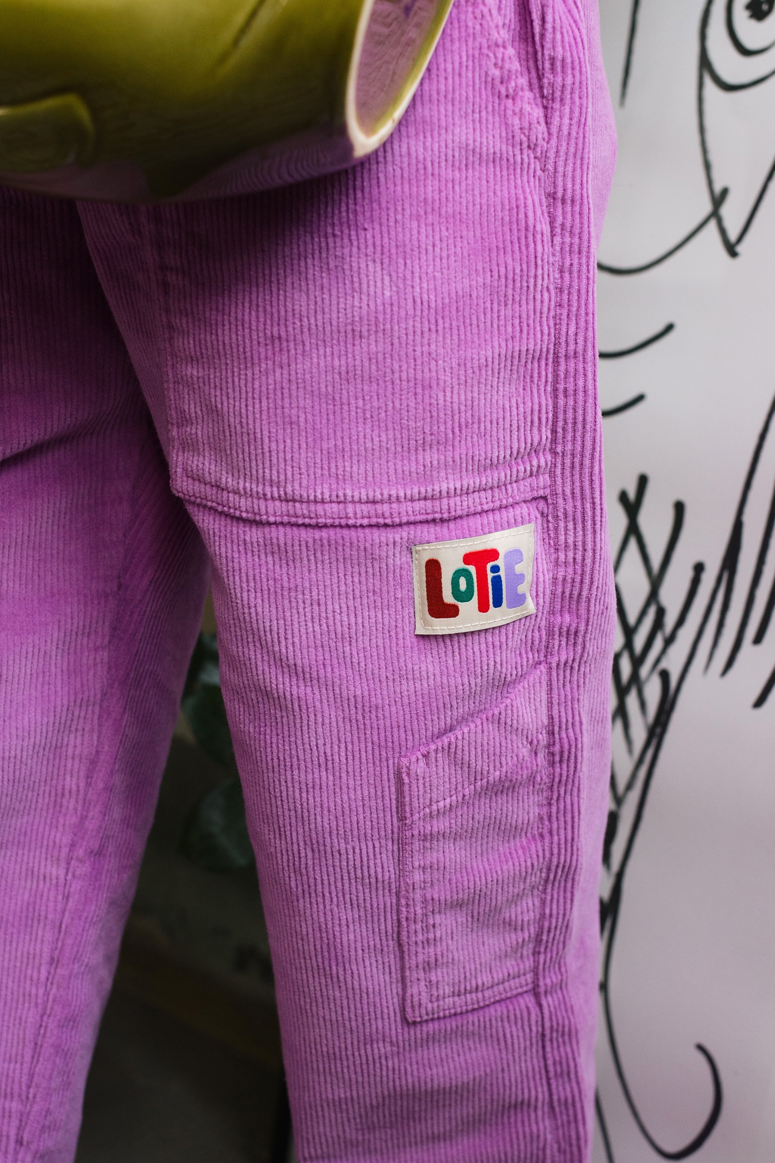 Corduroy Wide Casual Pants Solid Fucsia