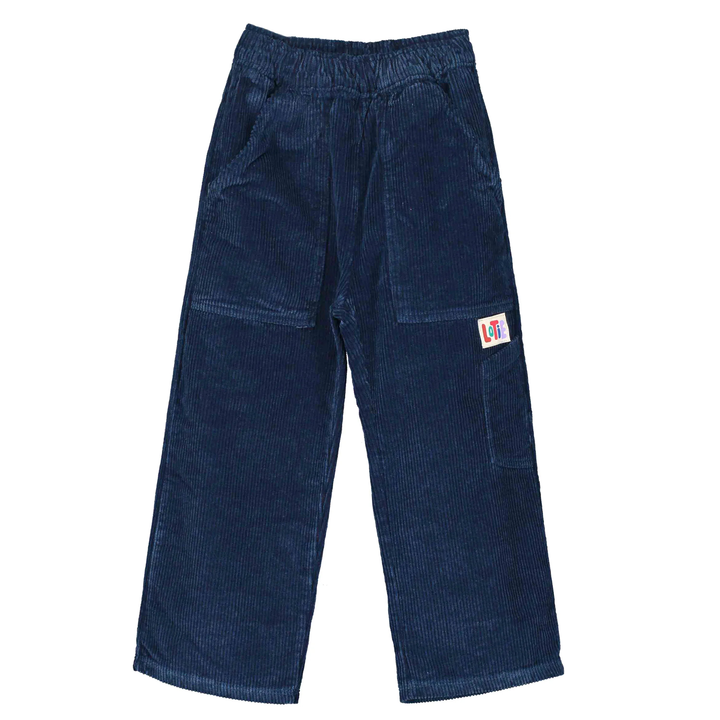 Corduroy Indigo Wide Casual Pants Solid Indigo - KDkes
